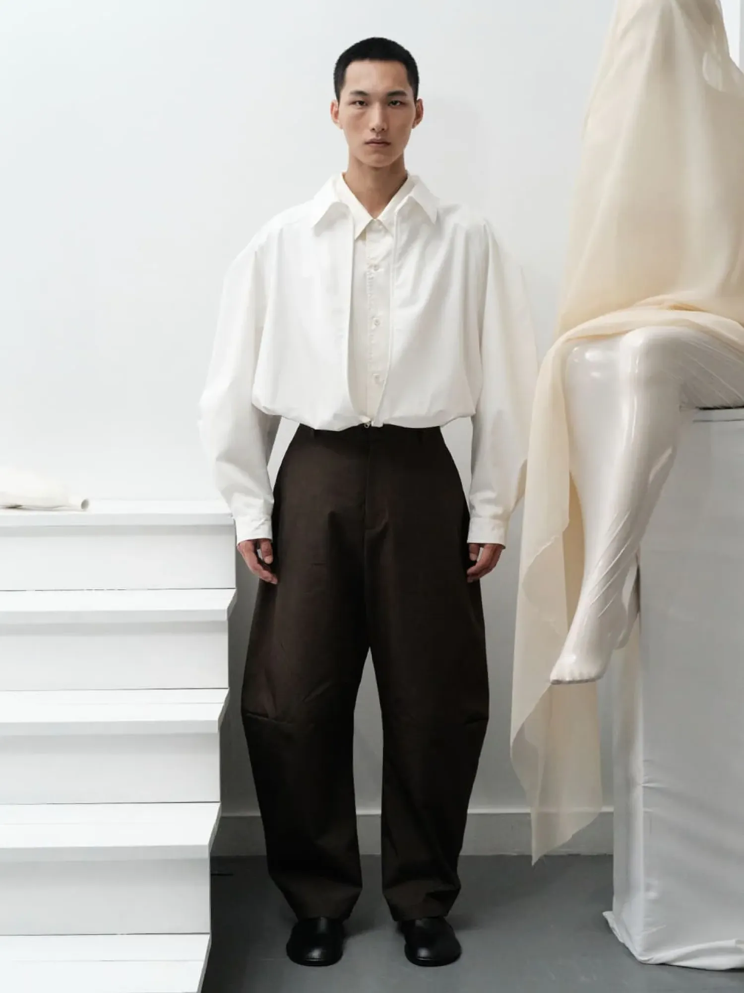 Овершот AMOMENTO Raglan Oversized Zip-Up White