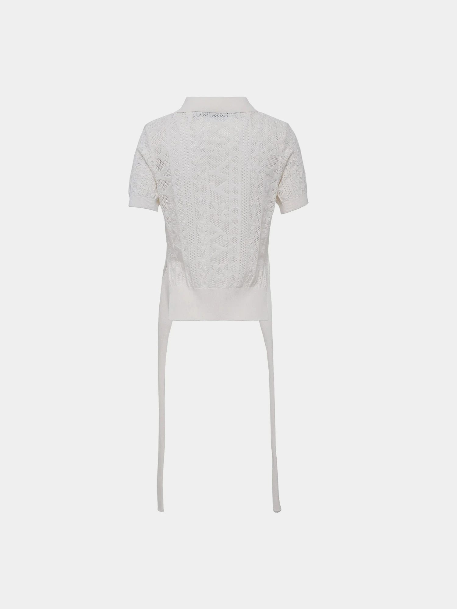 Женское поло OPEN YY Jacquard Knit White