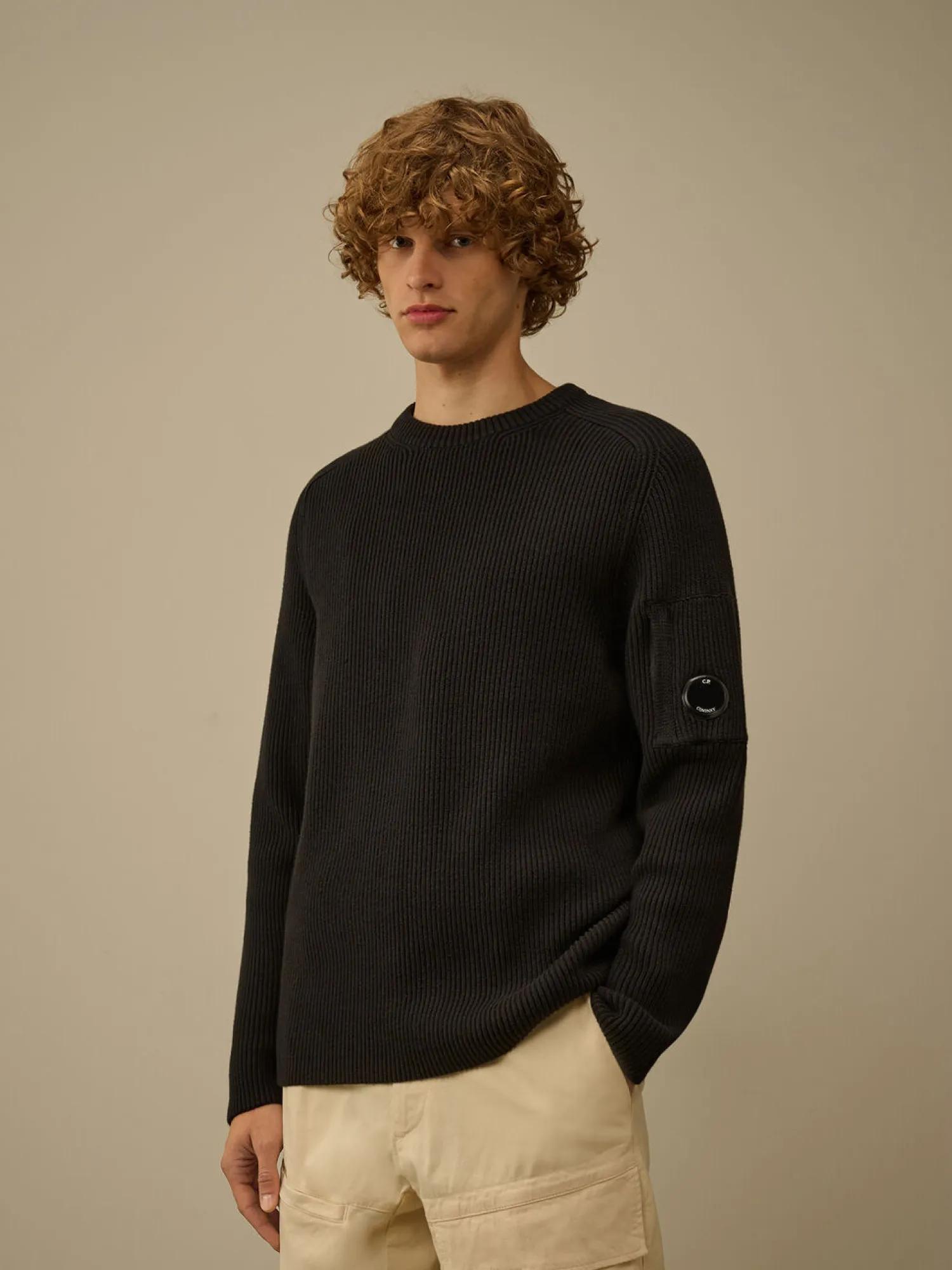 Свитер C.P. Company Full Rib Crewneck Lens Black