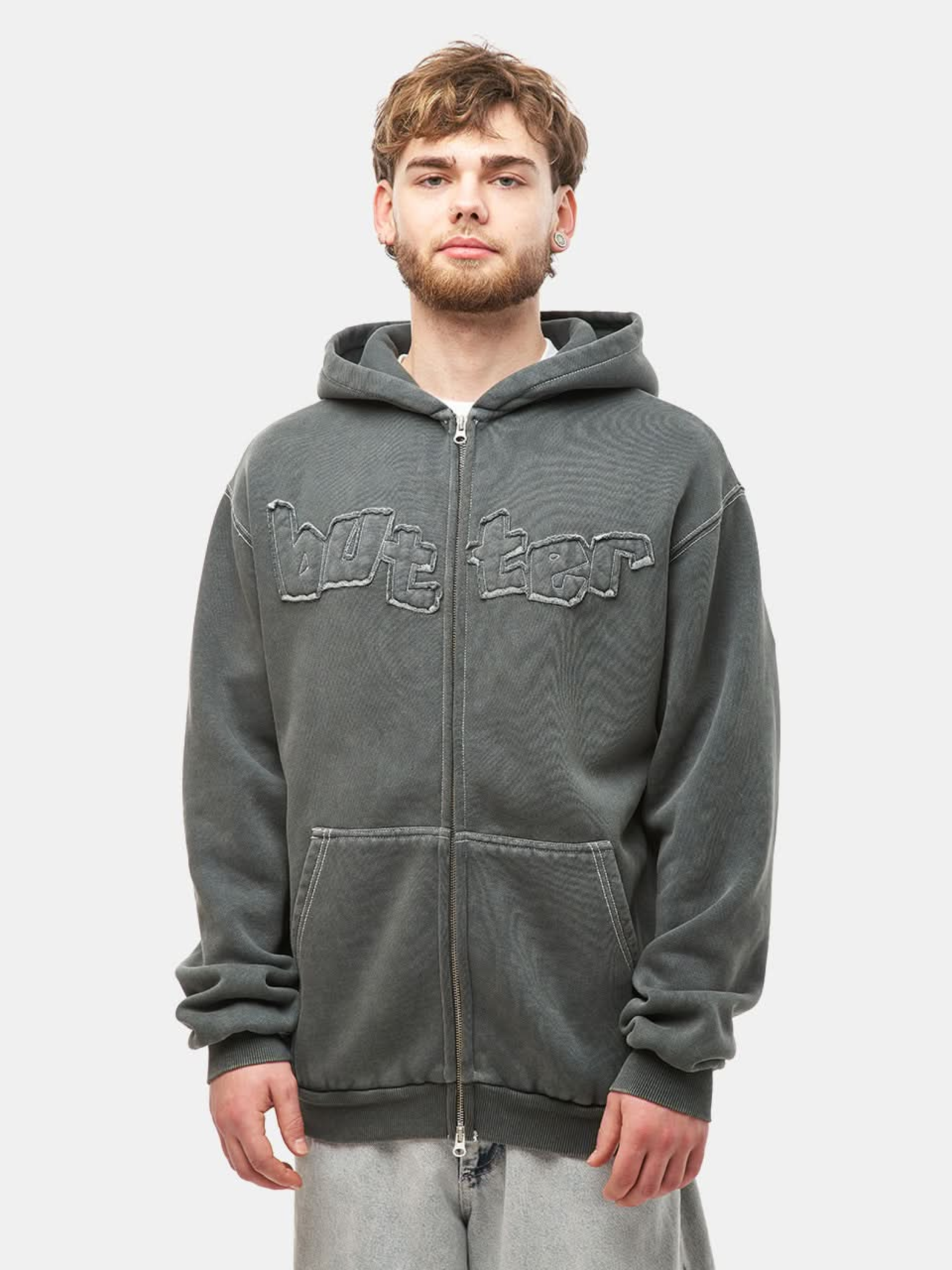 Зип-худи Butter Goods Mineral Wash Zip-Thru Charcoal