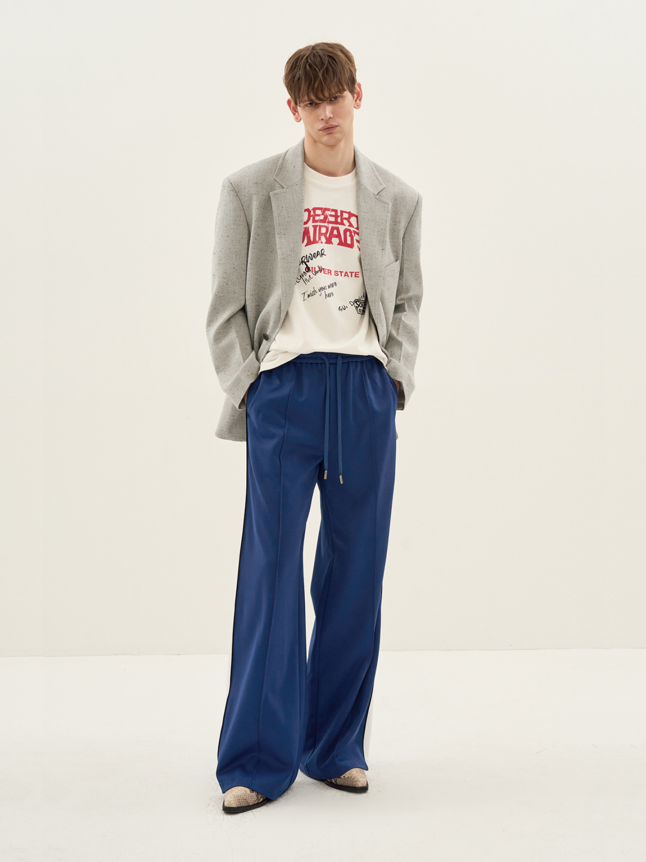 Пиджак System Silk Blend Oversized Yelow Grey