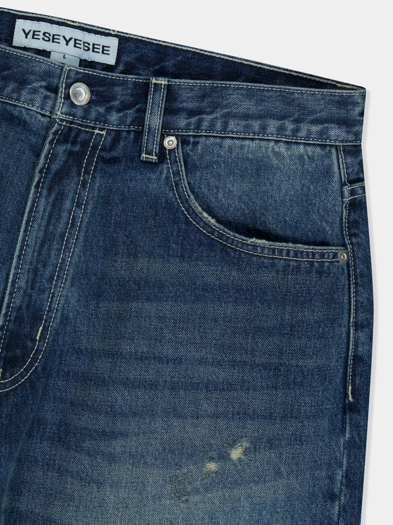Джинсы YESEYESEE Distressed 5 Pockets Medium Indigo