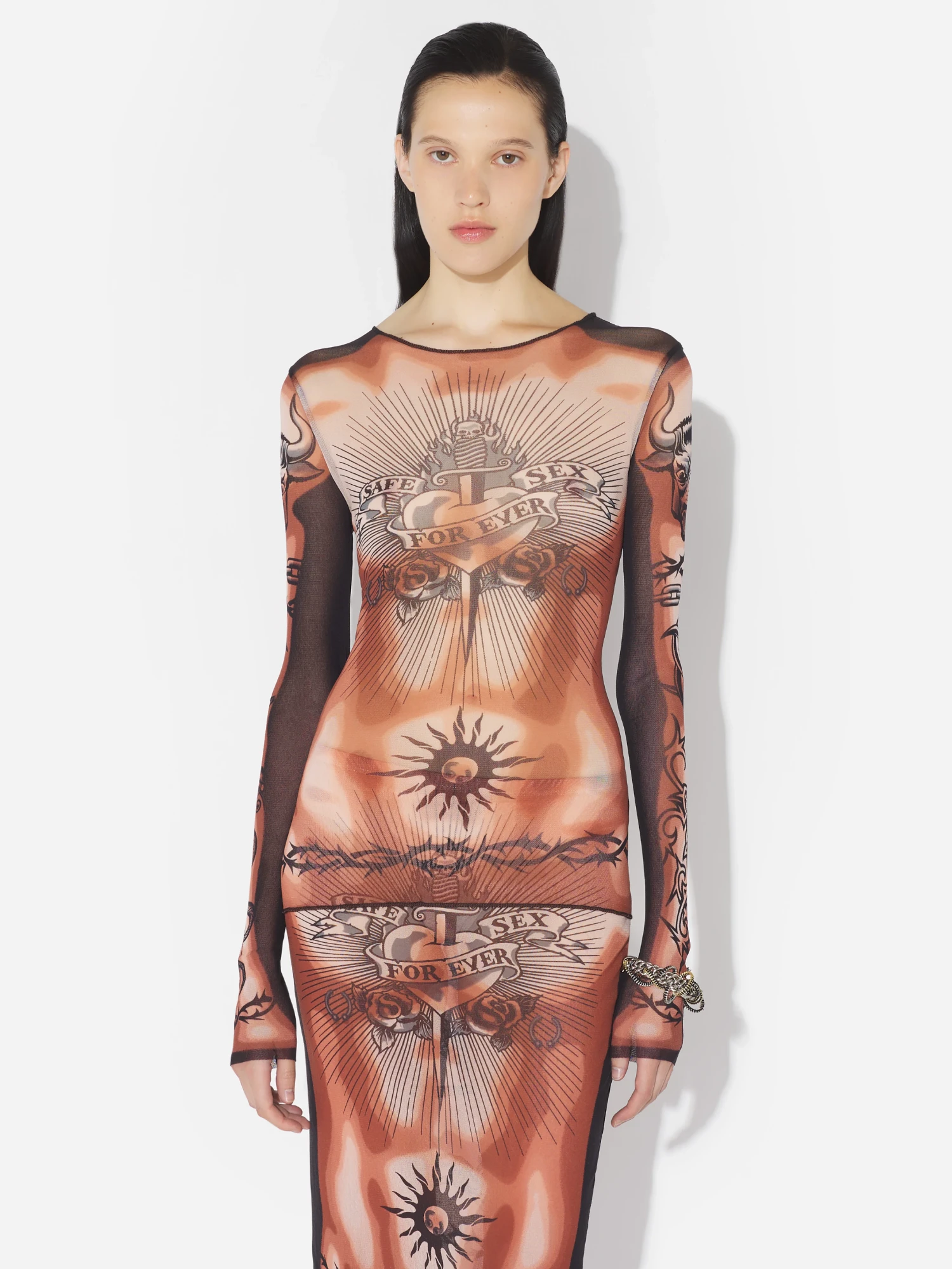 Лонгслив Jean Paul Gaultier Re-Edition: "Safe Sex Tattoo" Nude/Brown/Black
