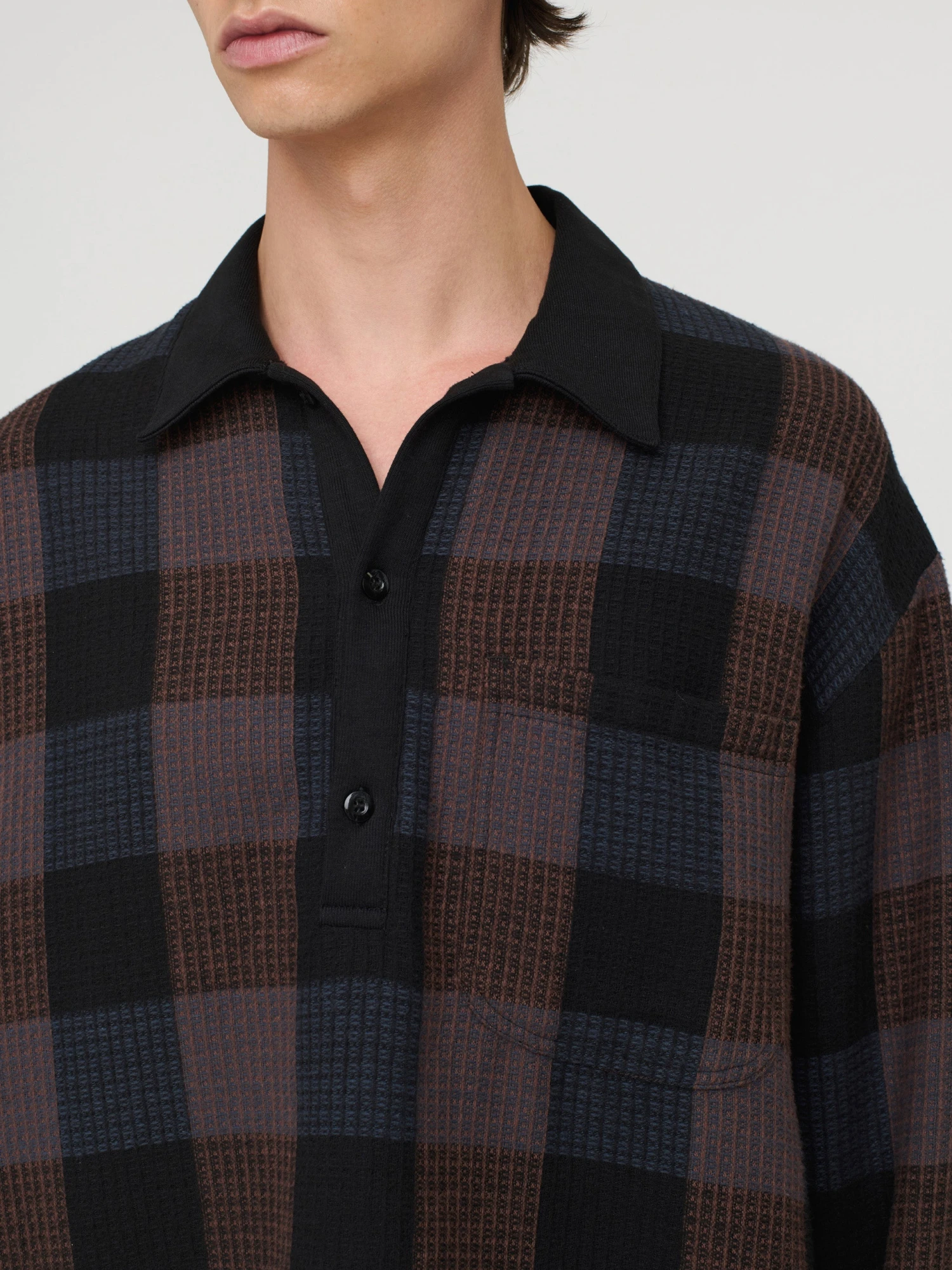 Лонгслив Song for the Mute L/S Polo Towel Check Black