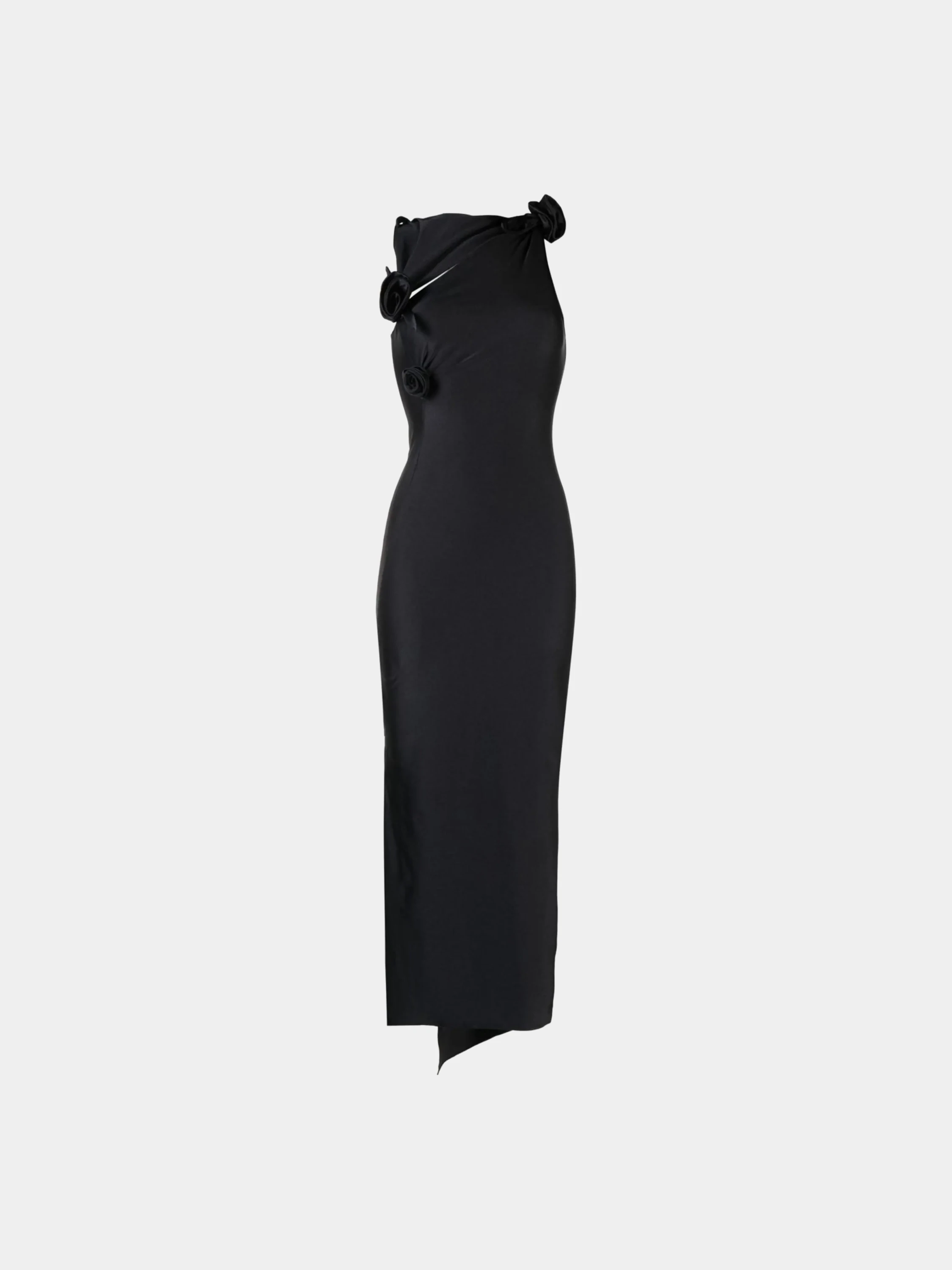Платье Coperni Asymmetric Flower Black