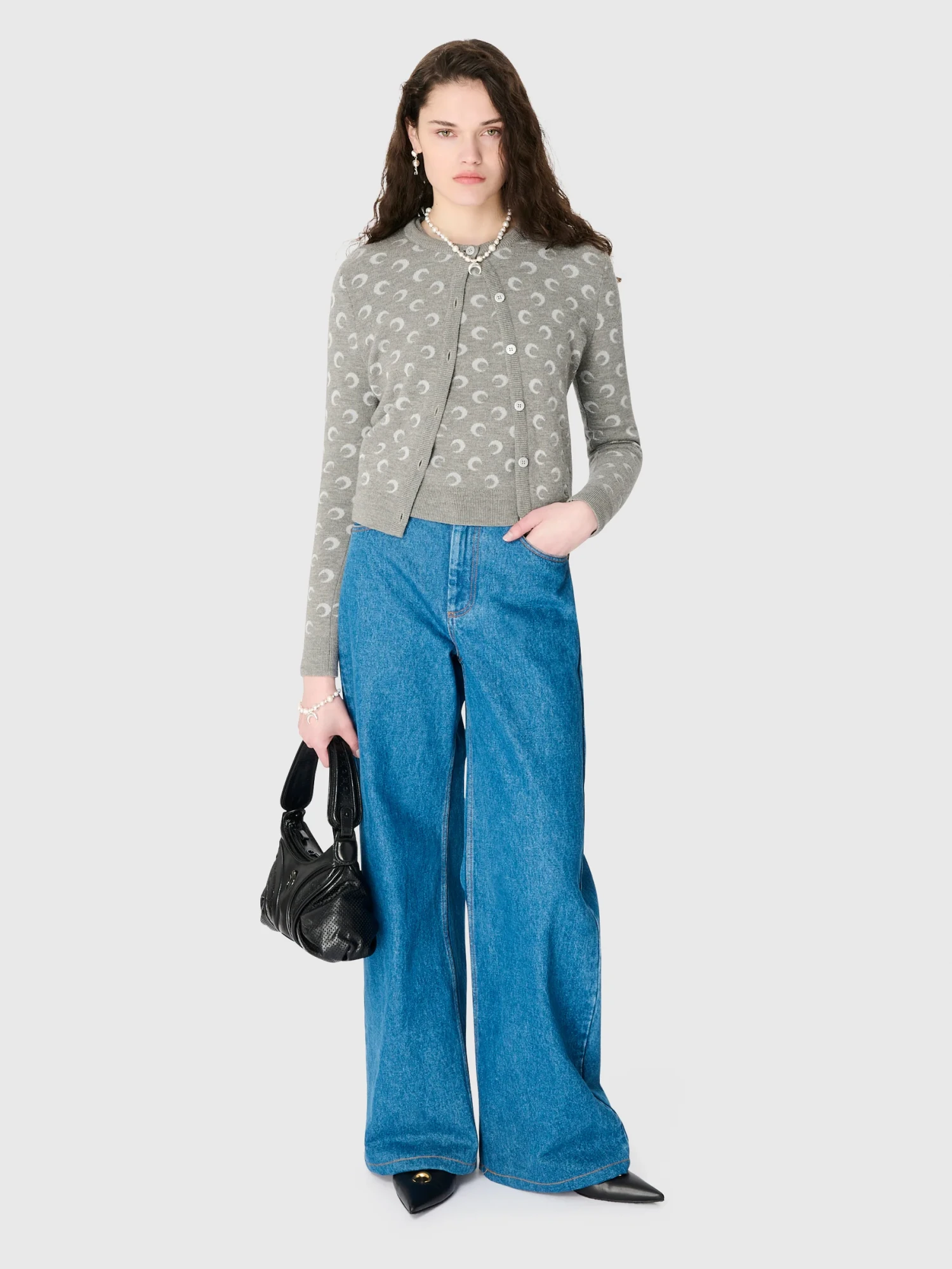 Женские джинсы Marine Serre Moon Laser High-Waist Flare Wash Light Blue
