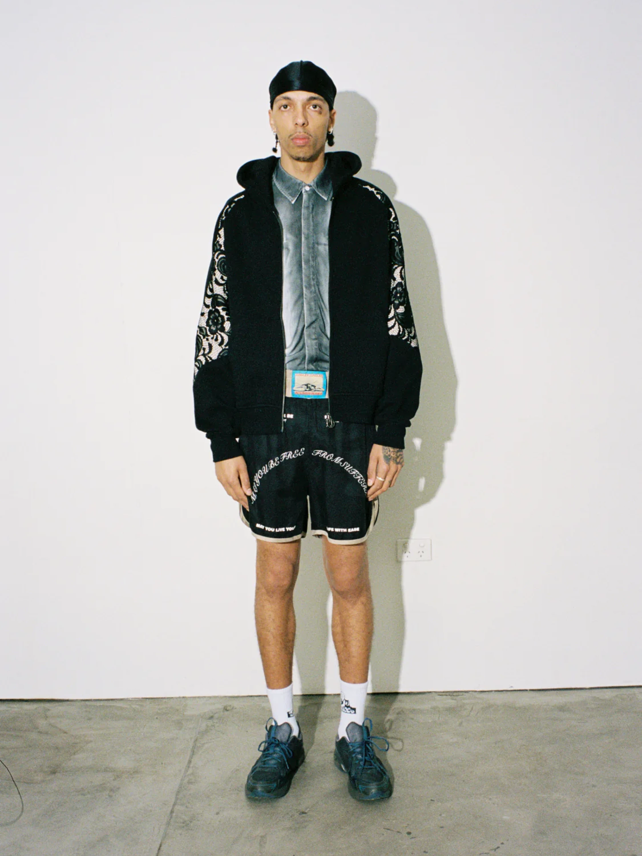 Зип-худи Jungles Jungles Lace Panel Hoodie Black