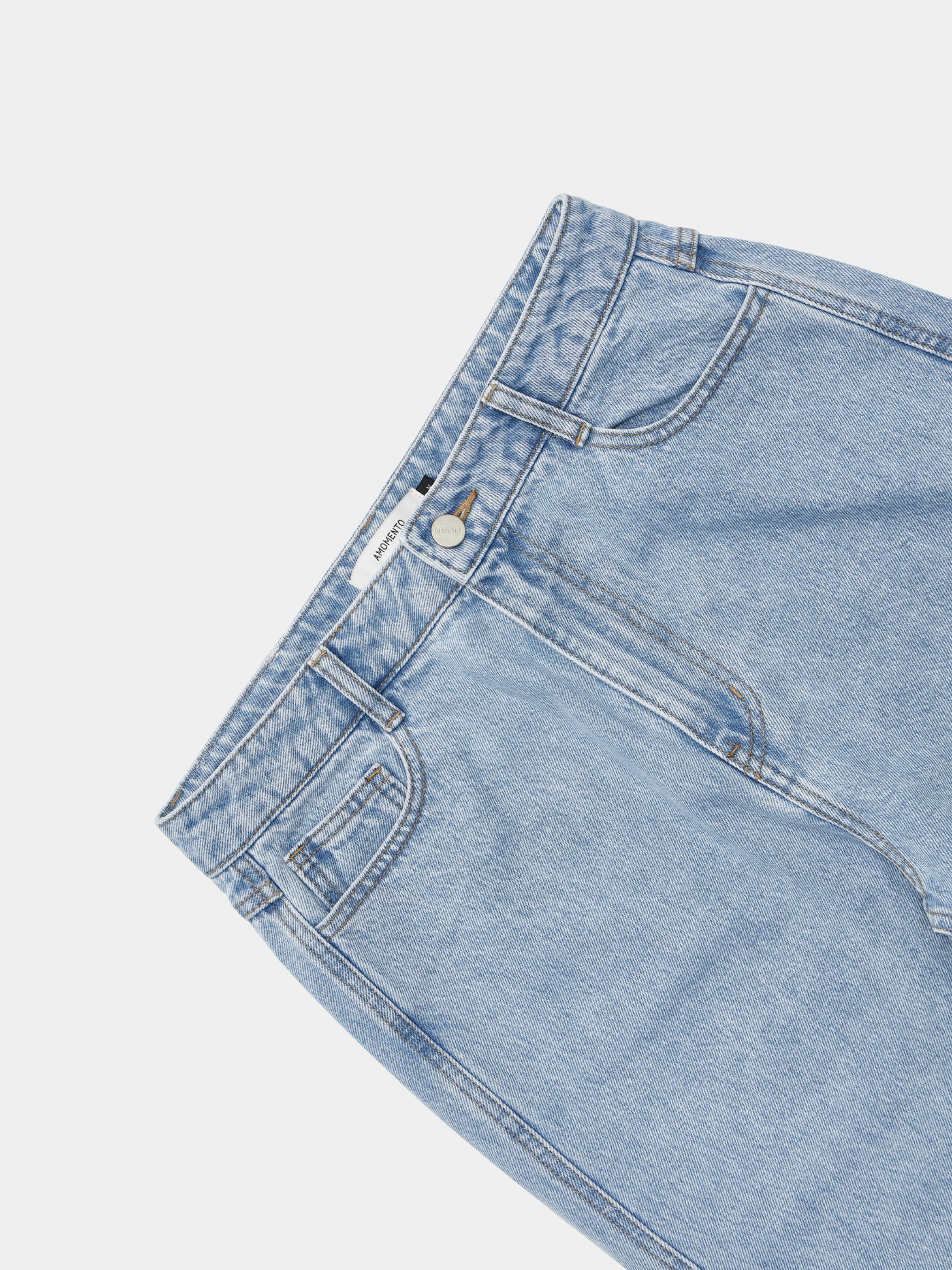 Джинсы AMOMENTO Men's Straight Fit Denim Light Blue