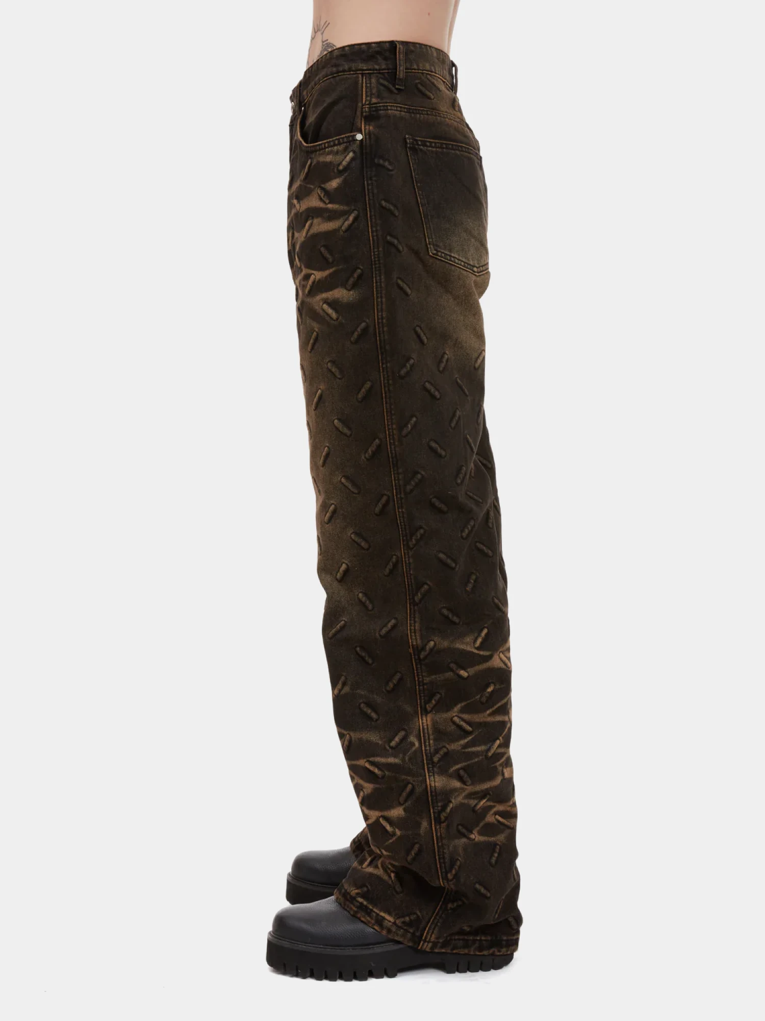 Джинсы WHO DECIDES WAR Thread Plate Coal/Tan