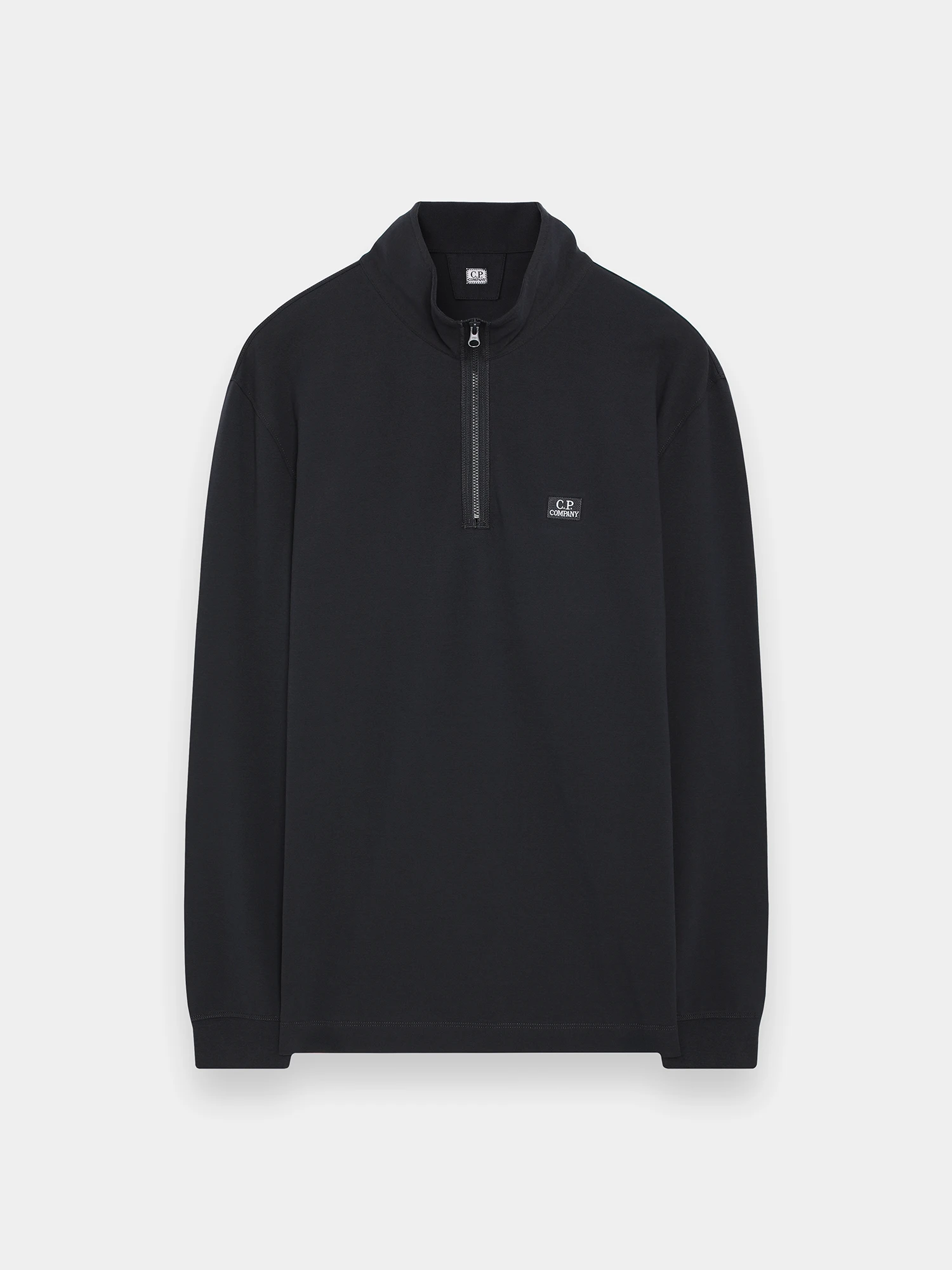 Халф-зип C.P. Company Stretch Piquet Logo Polo Black Sand