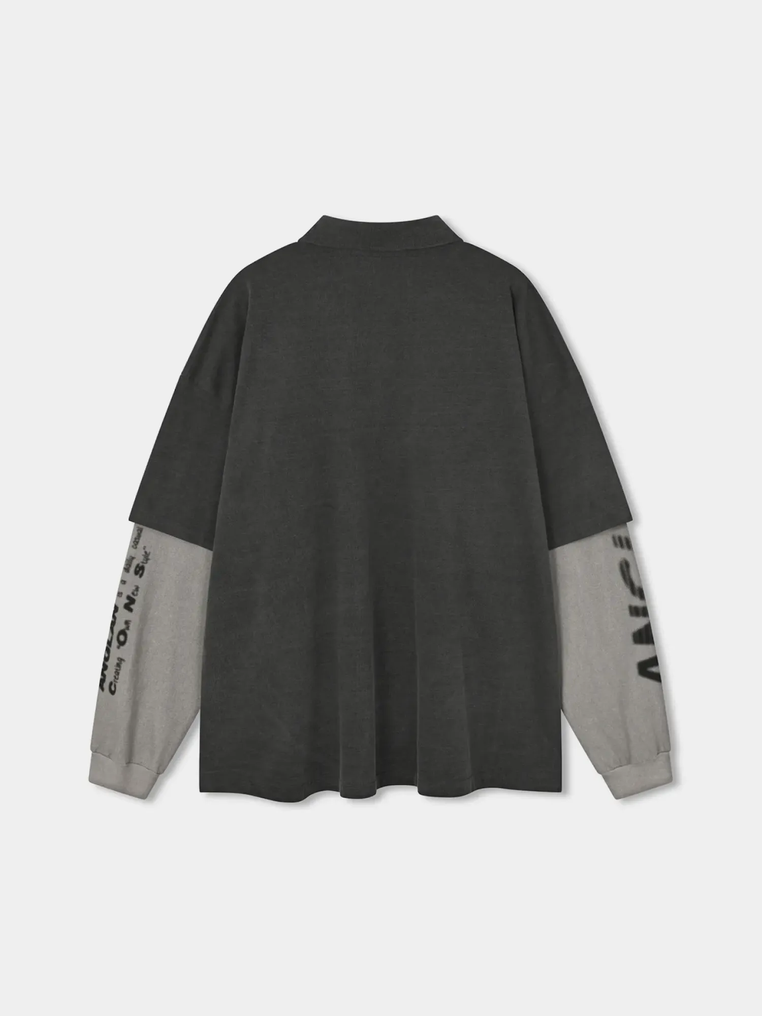Поло ANGLAN Typo Print Layered Rugby Washed Grey