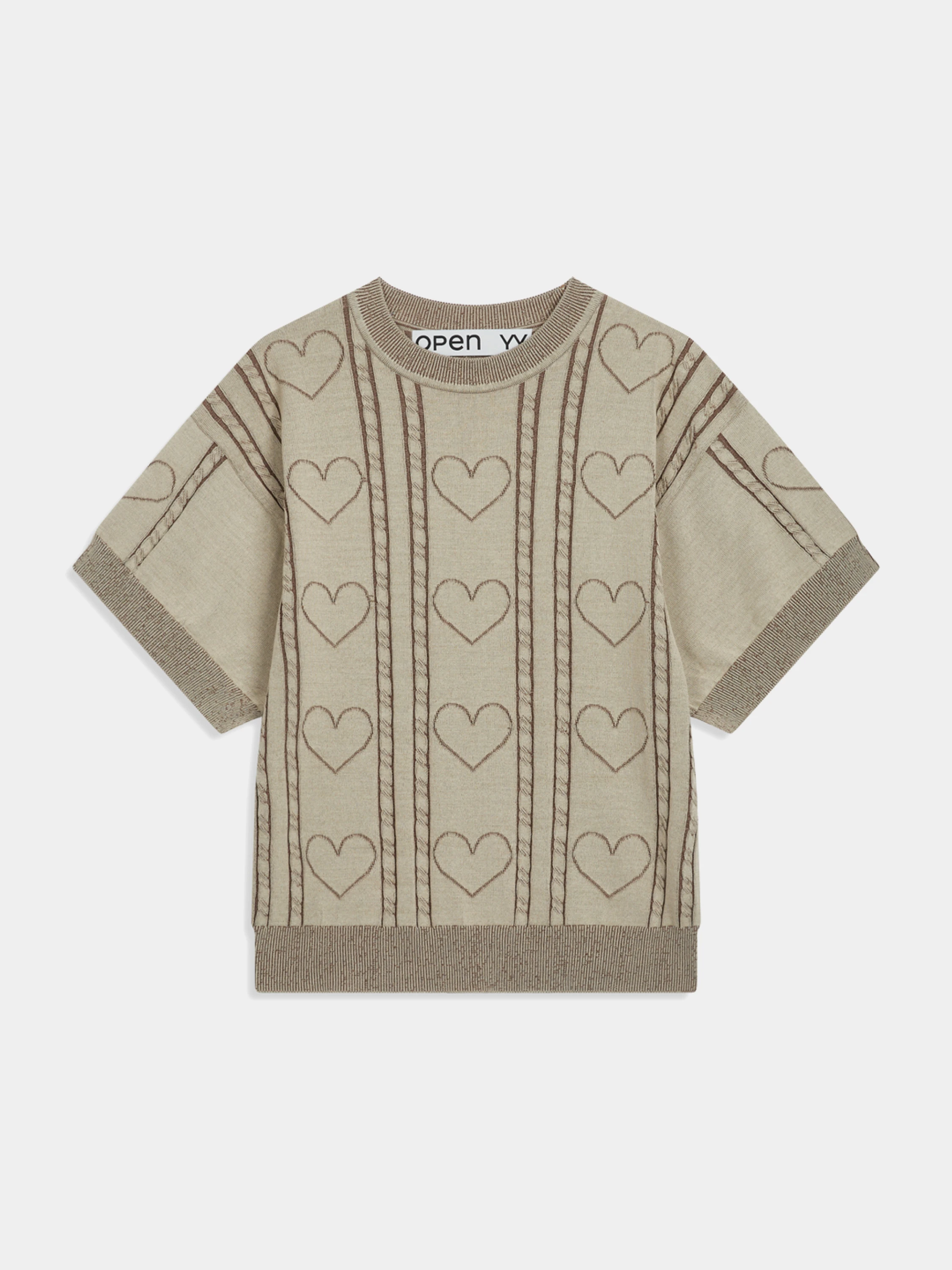 Женский джемпер OPEN YY Heart&Cable Crewneck Brown
