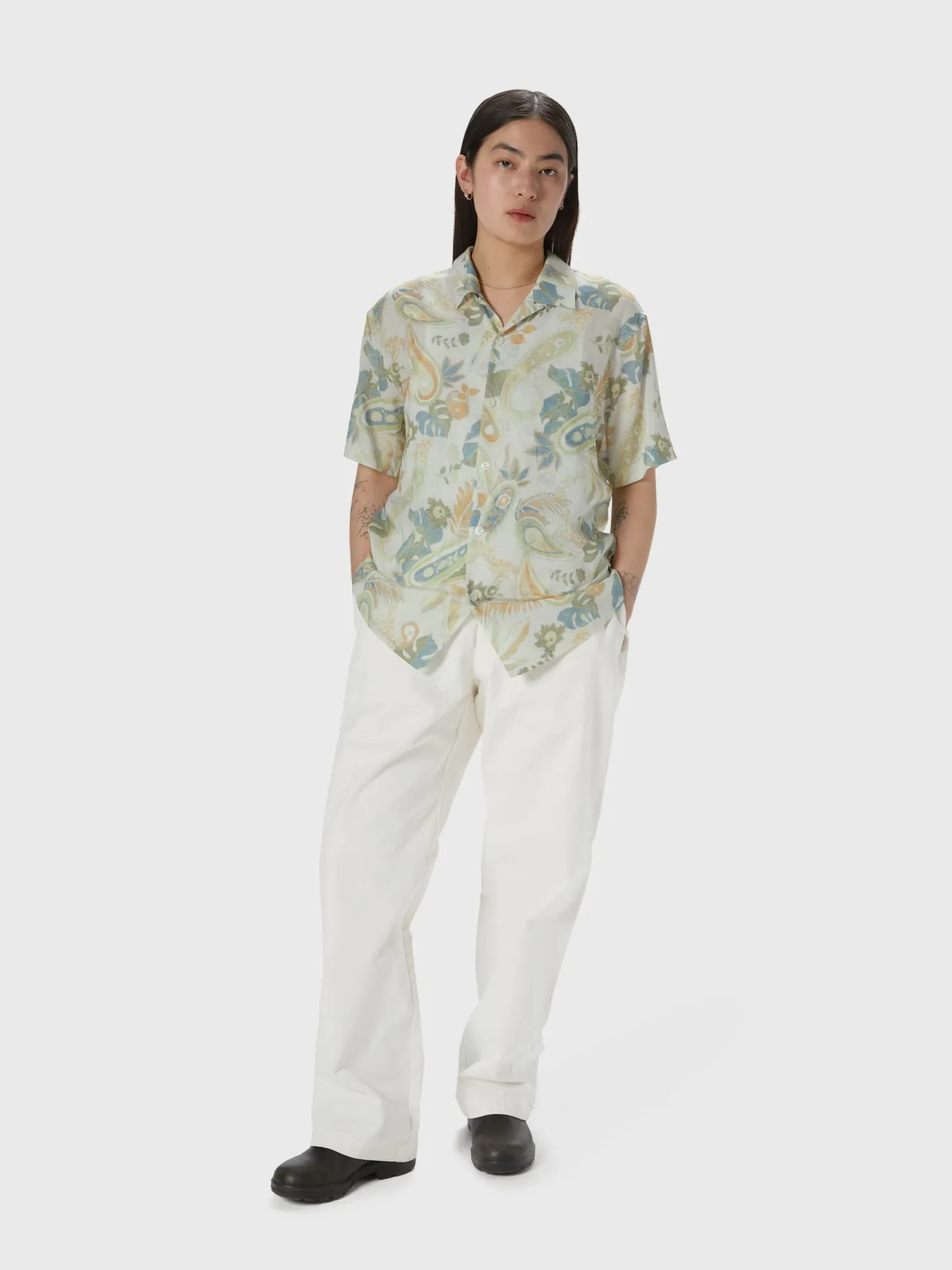 Рубашка thisisneverthat Weird Paisley S/S Shirt Ivory