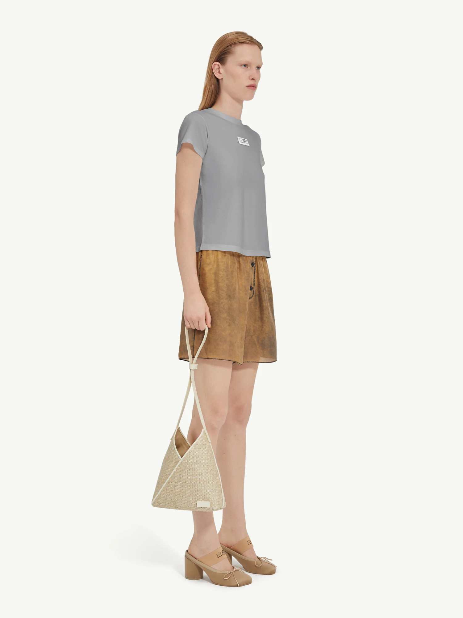 Женская футболка MM6 Maison Margiela Numeric Cotton Grey