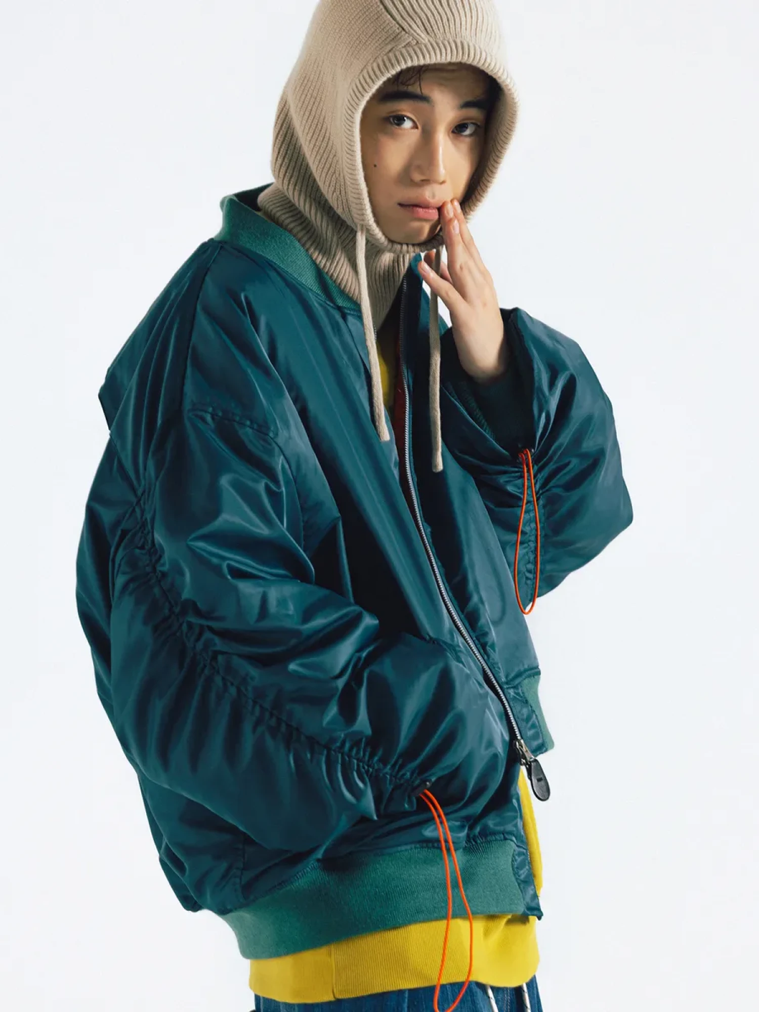 Бомбер ANGLAN Bulky Shirring MA-1 Blue Green