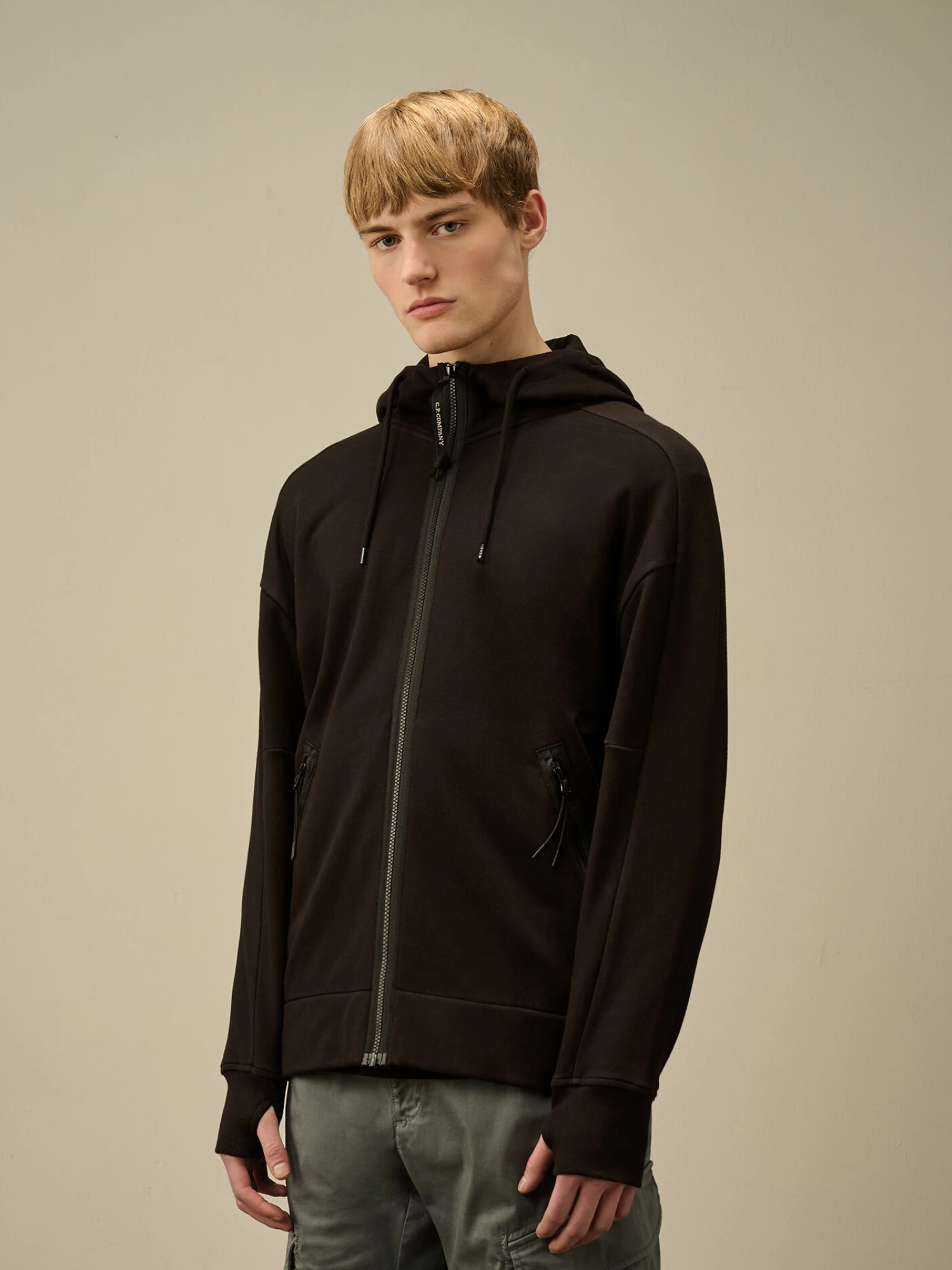 Зип-худи C.P. Company Diagonal Raised Fleece Goggle Black