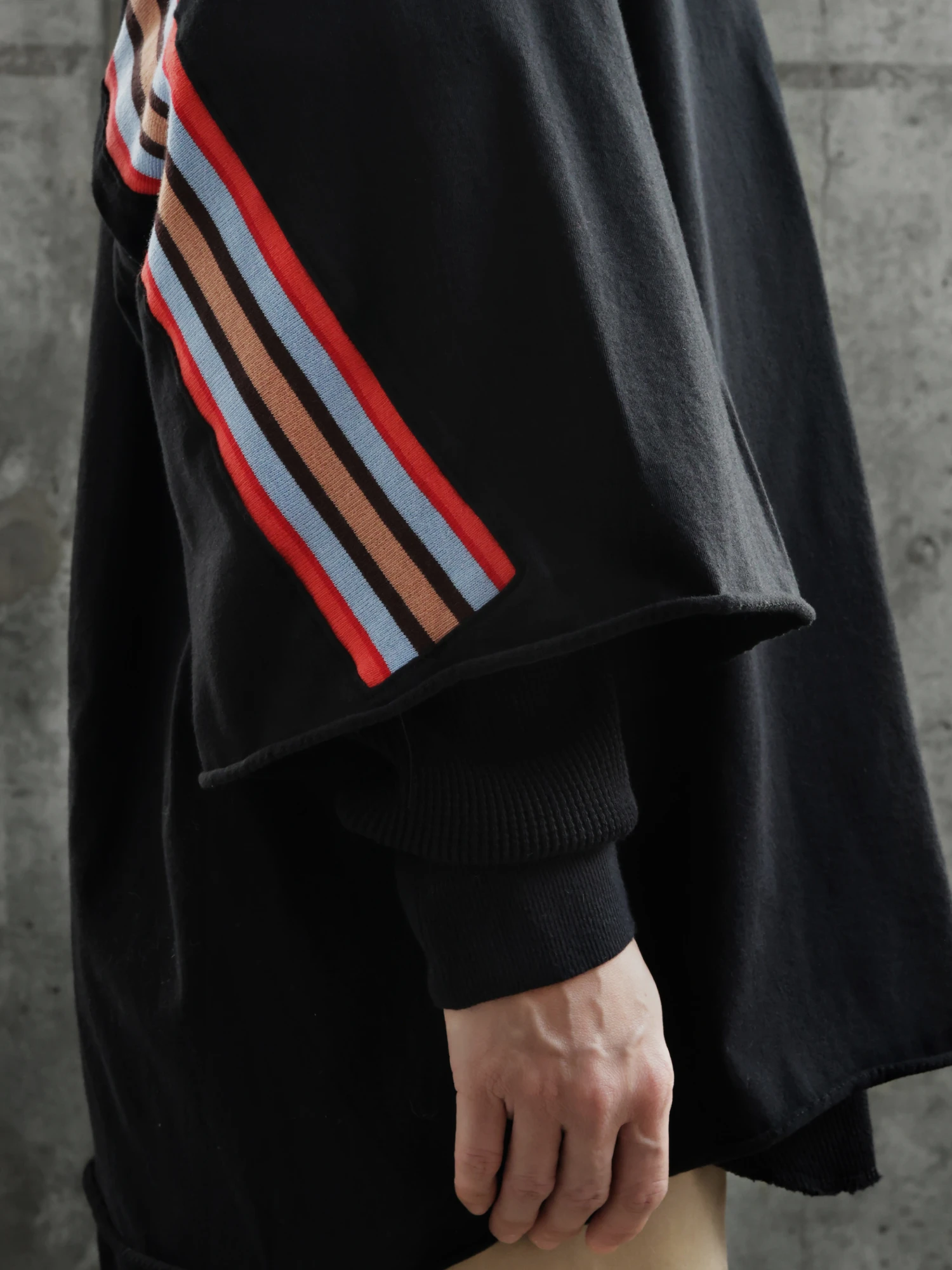 Лонгслив FACETASM Asymmetrical Layered Rib Black