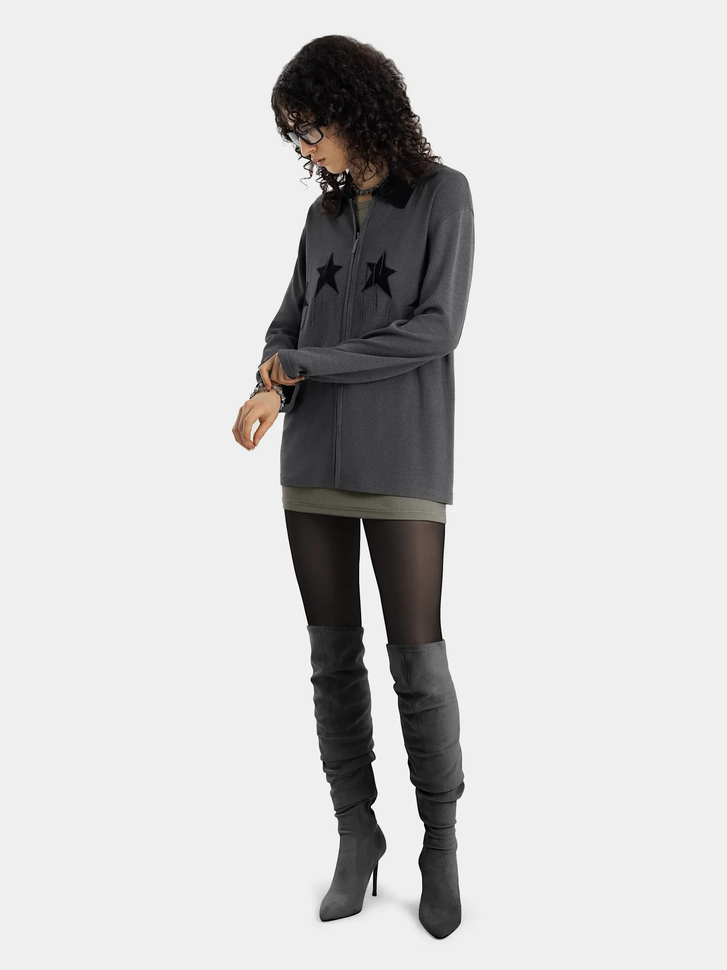 Джемпер на молнии MADFRENZY STAR Grey