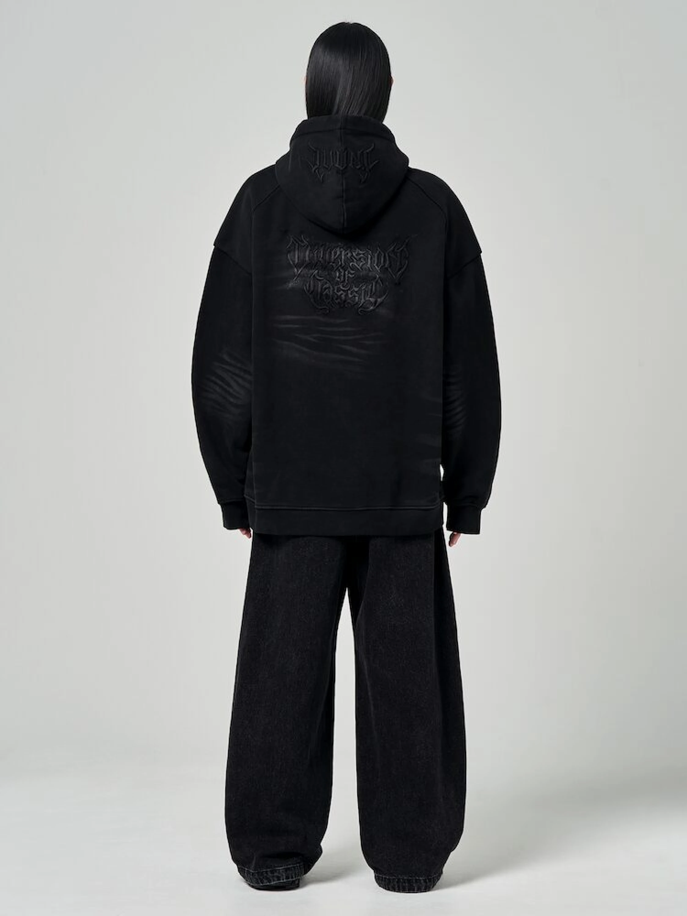 Худи JUUN.J Garment Dyed Graphic Embroidered Black