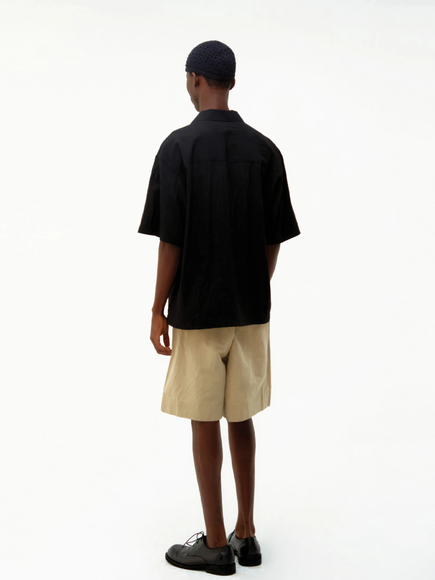 Рубашка COOR Natural Wrinkle Open Collar Black