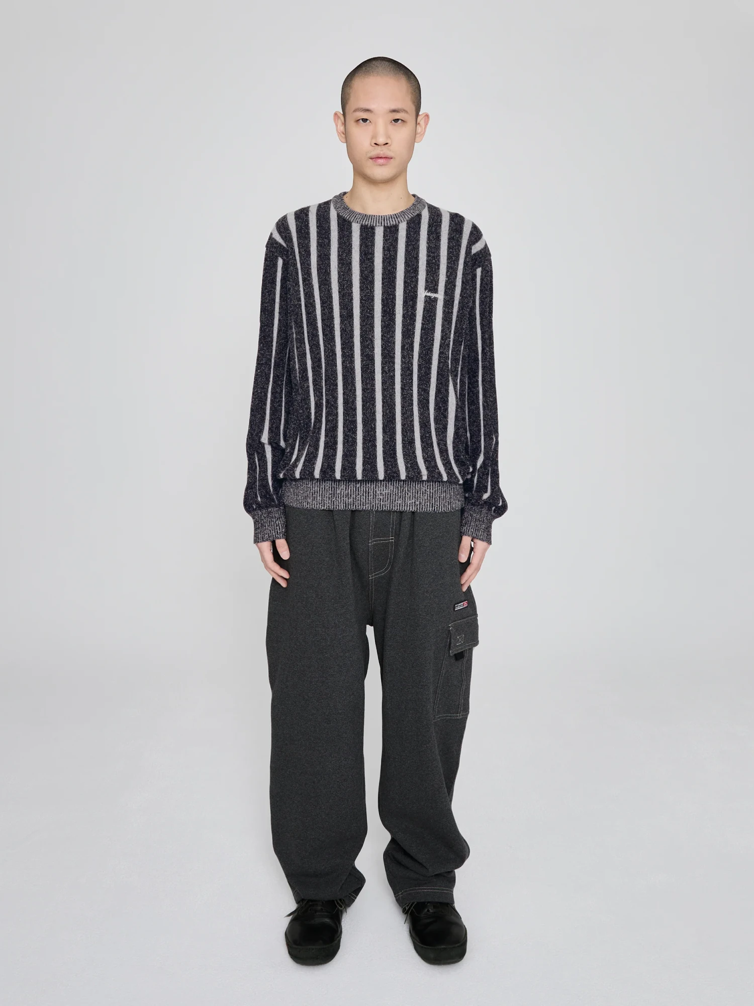 Свитер YESEYESEE Stipe Knit Pullover Black