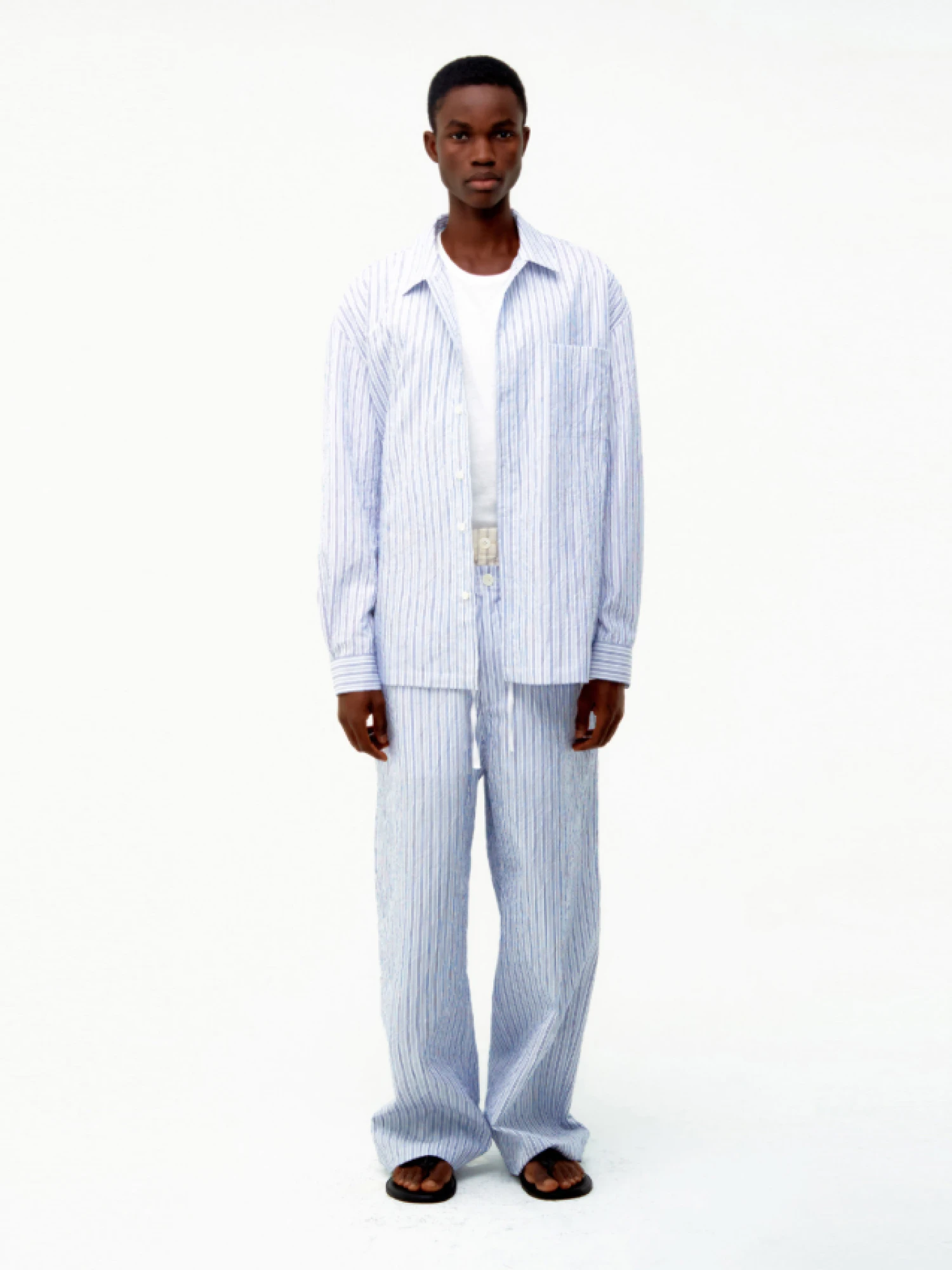 Рубашка COOR Textured Stripe Lounge White