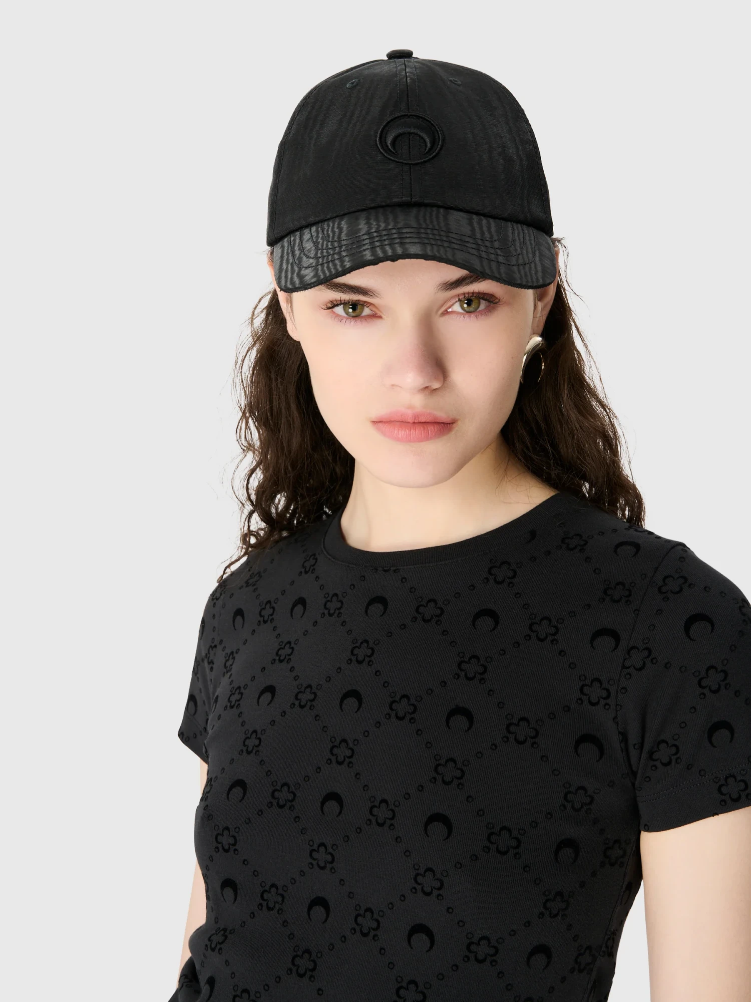 Женская футболка Marine Serre Moonogram Ribbed Baby Fit Black