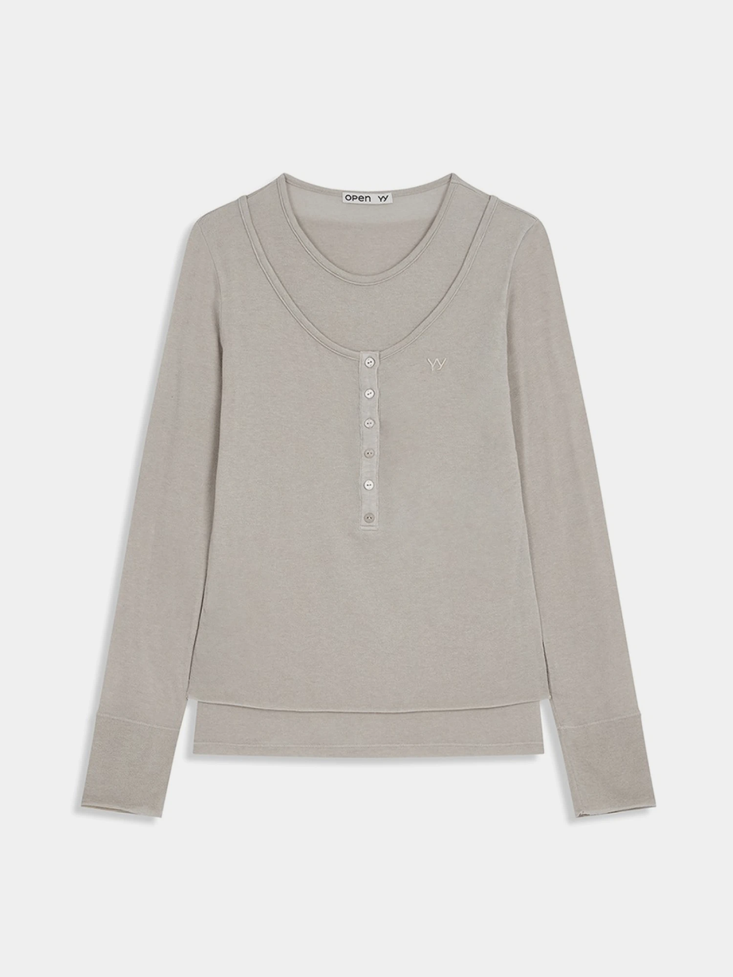 Женский лонгслив OPEN YY Layered Henley Lounge Beige