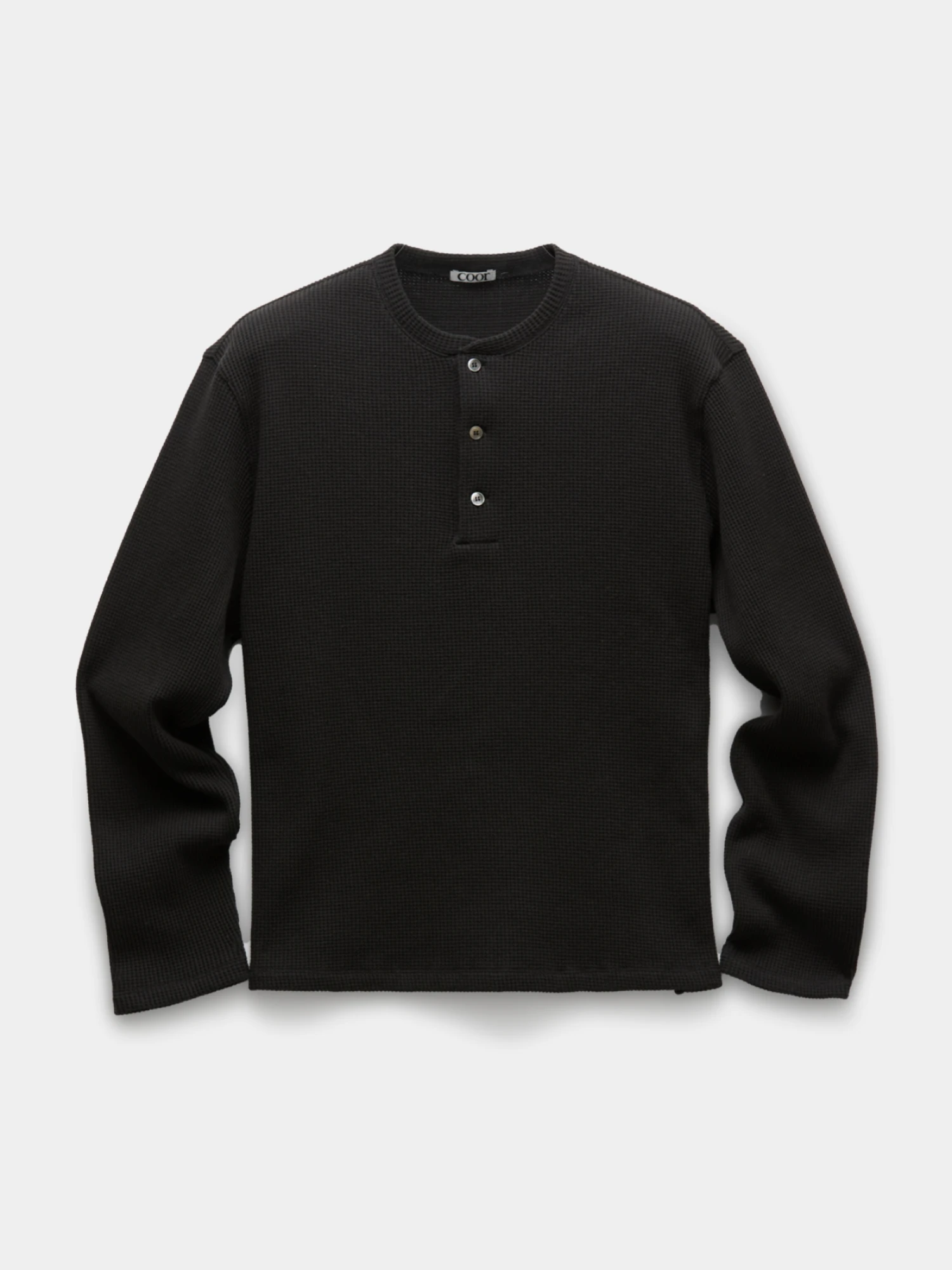 Лонгслив COOR Waffle Henry Neck Long Black