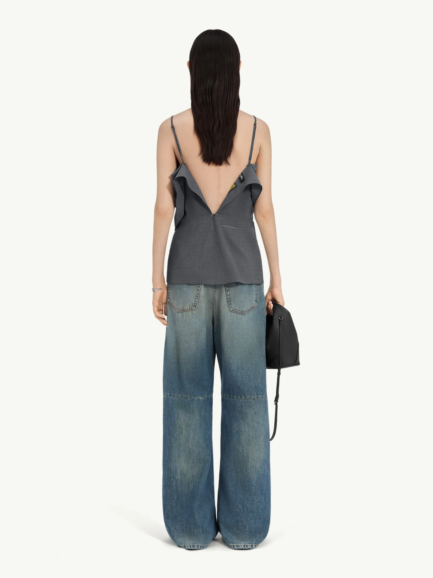 Женский топ MM6 Maison Margiela Folded Wool Blend Grey