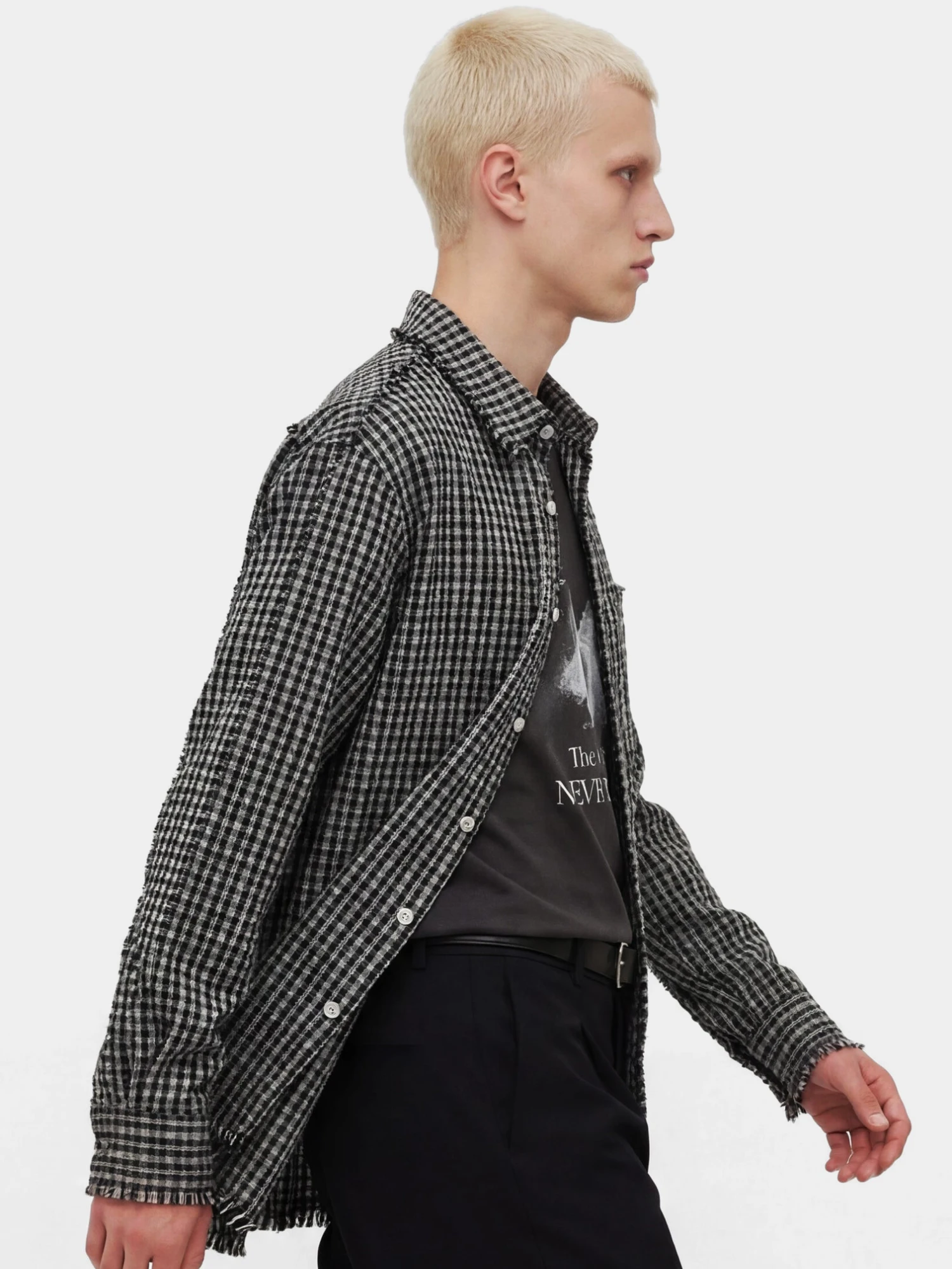 Рубашка lorenz Checked Fringe Black