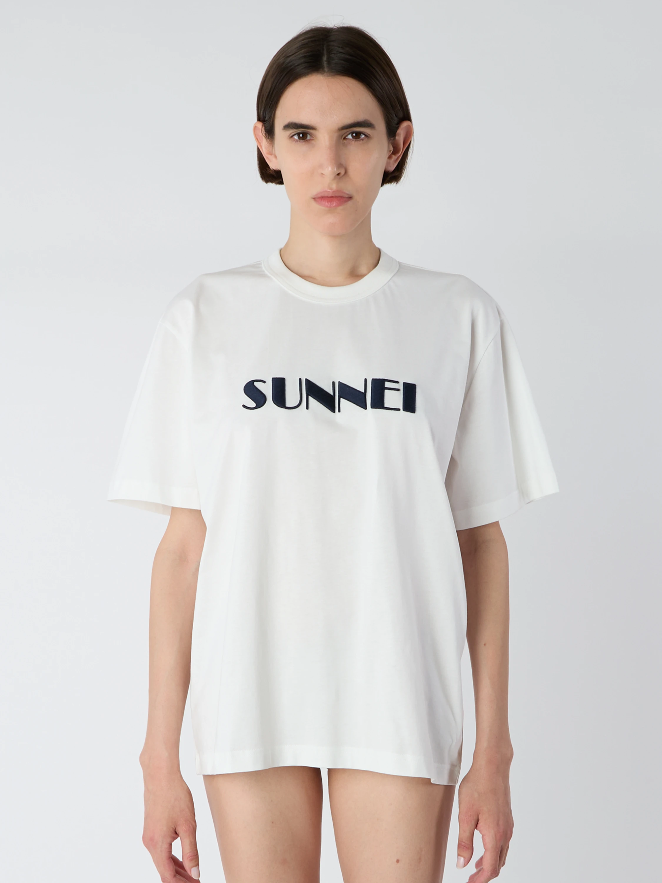 Футболка Sunnei Classic Big Logo Embroidered Off White