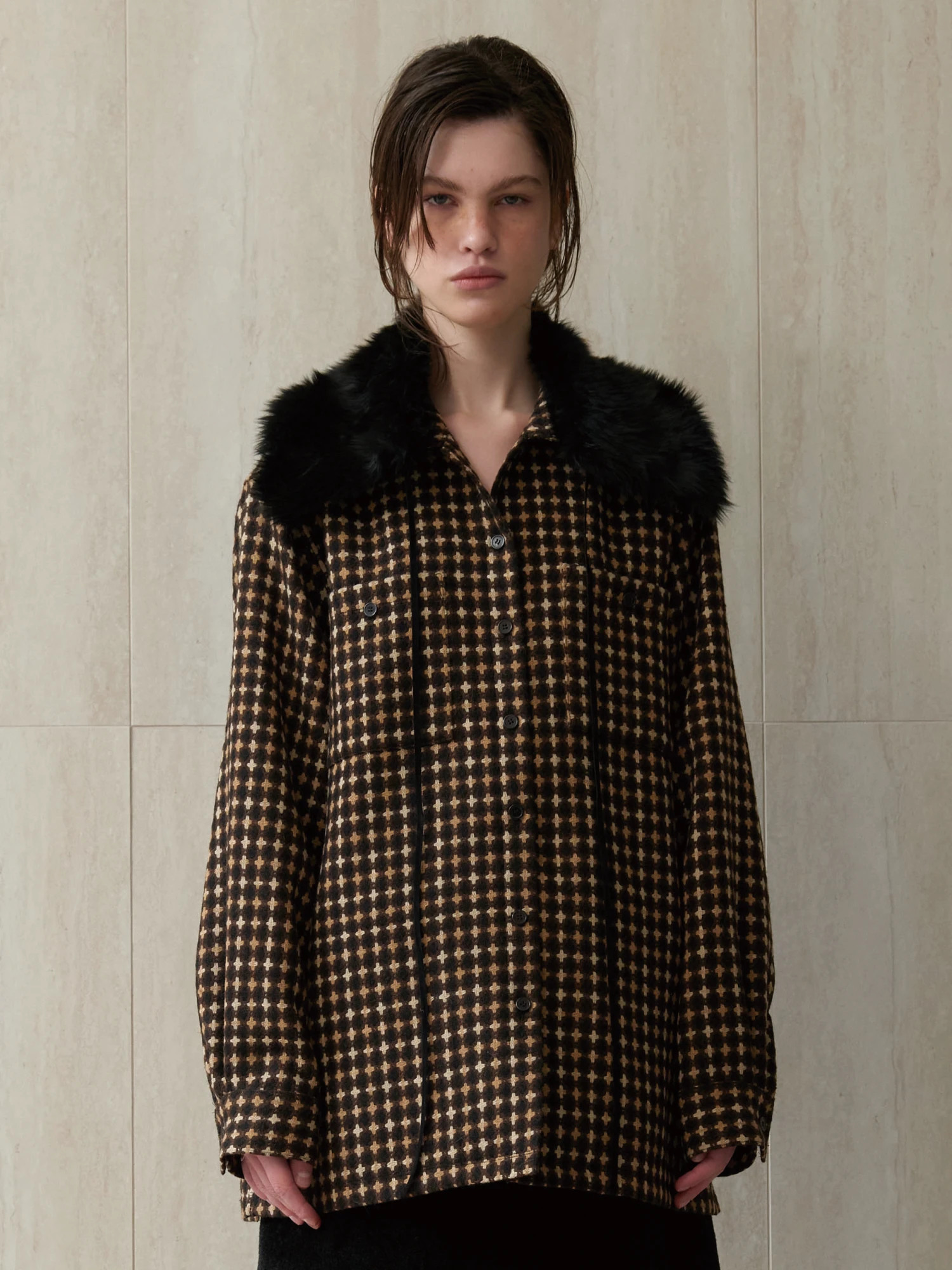 Рубашка EPINGLER Pocket Box Jacquard Brown