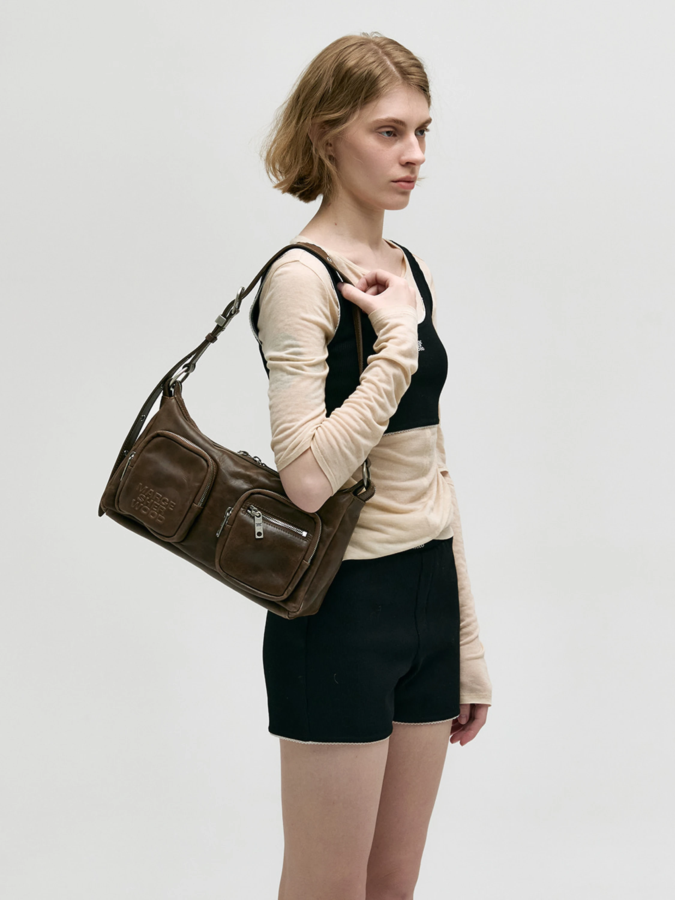 Женская сумка MARGESHERWOOD Outpocket Hobo Washed Brown