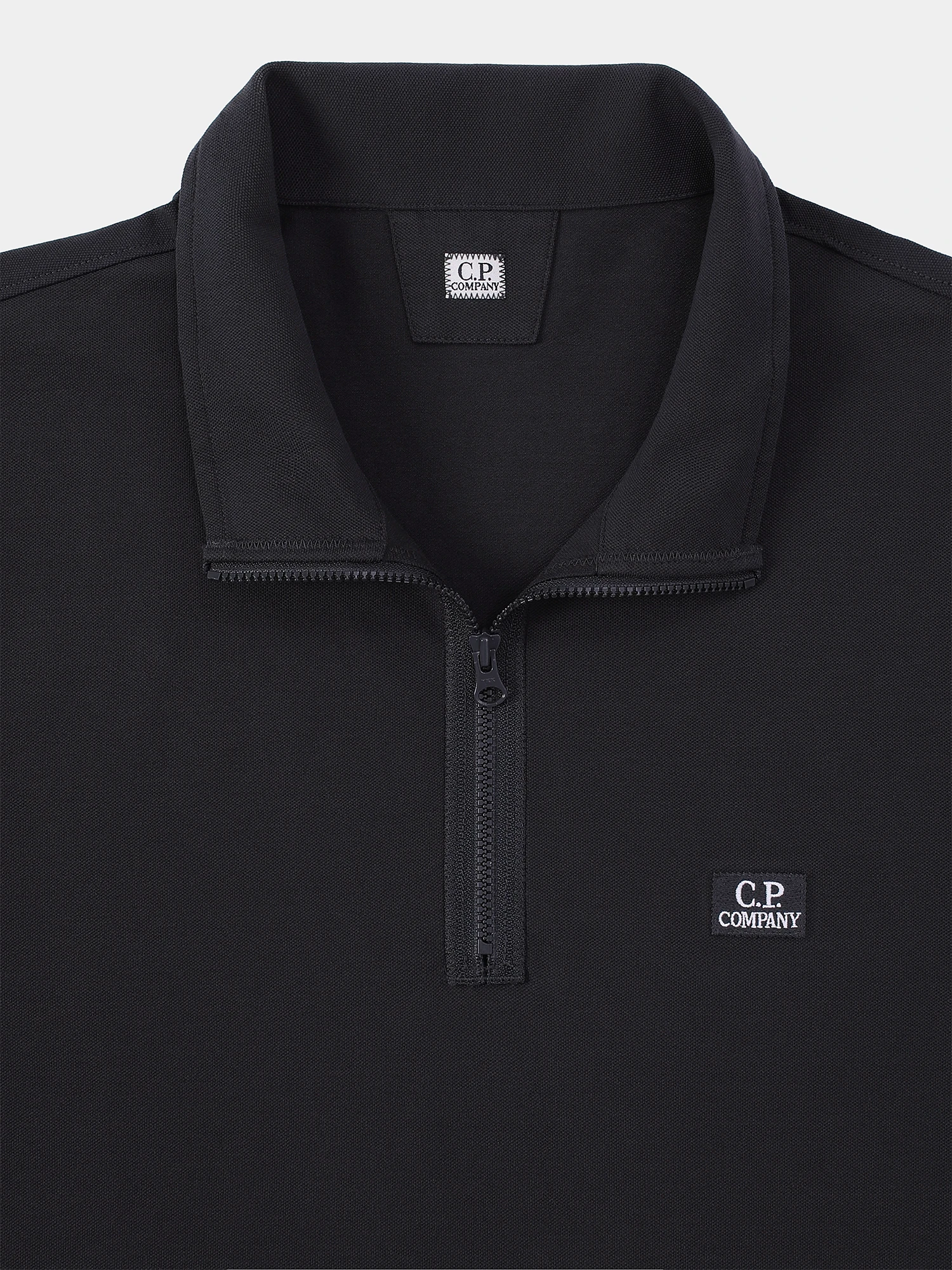 Халф-зип C.P. Company Stretch Piquet Logo Polo Black Sand