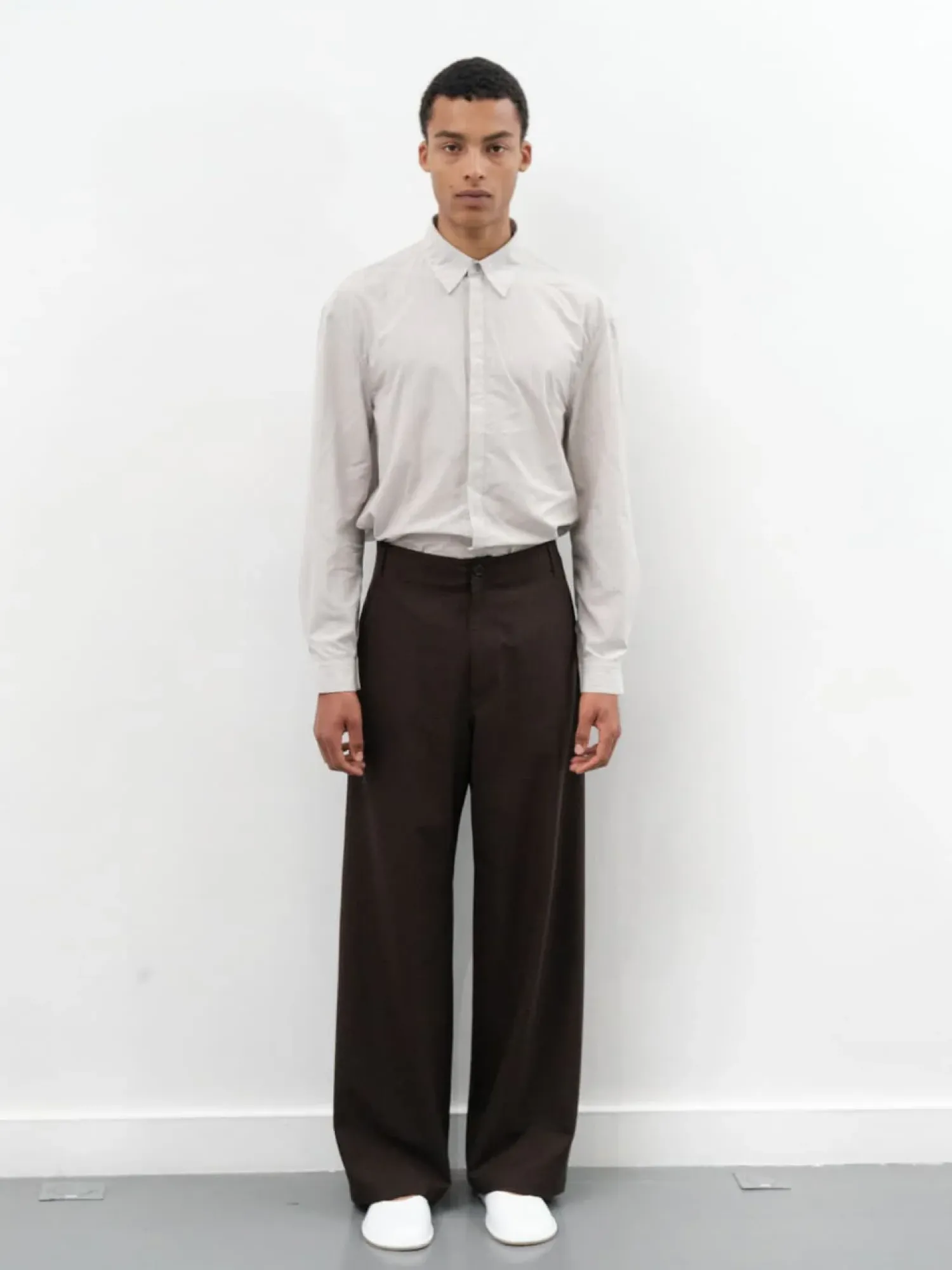 Брюки AMOMENTO Wool Wide Pants Dark Brown
