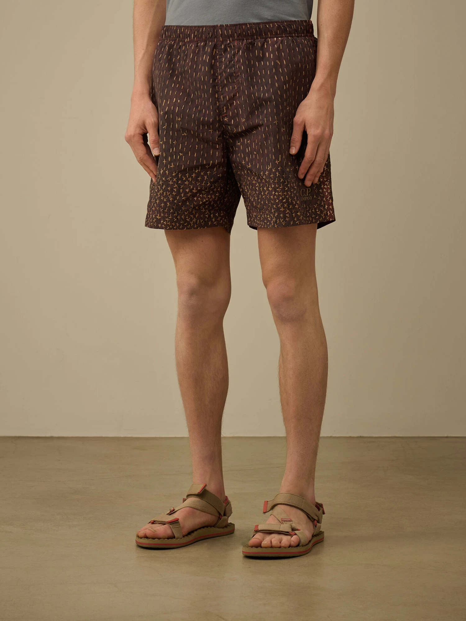 Плавки C.P. Company Flatt Nylon Sashiko Printed Sable Brown