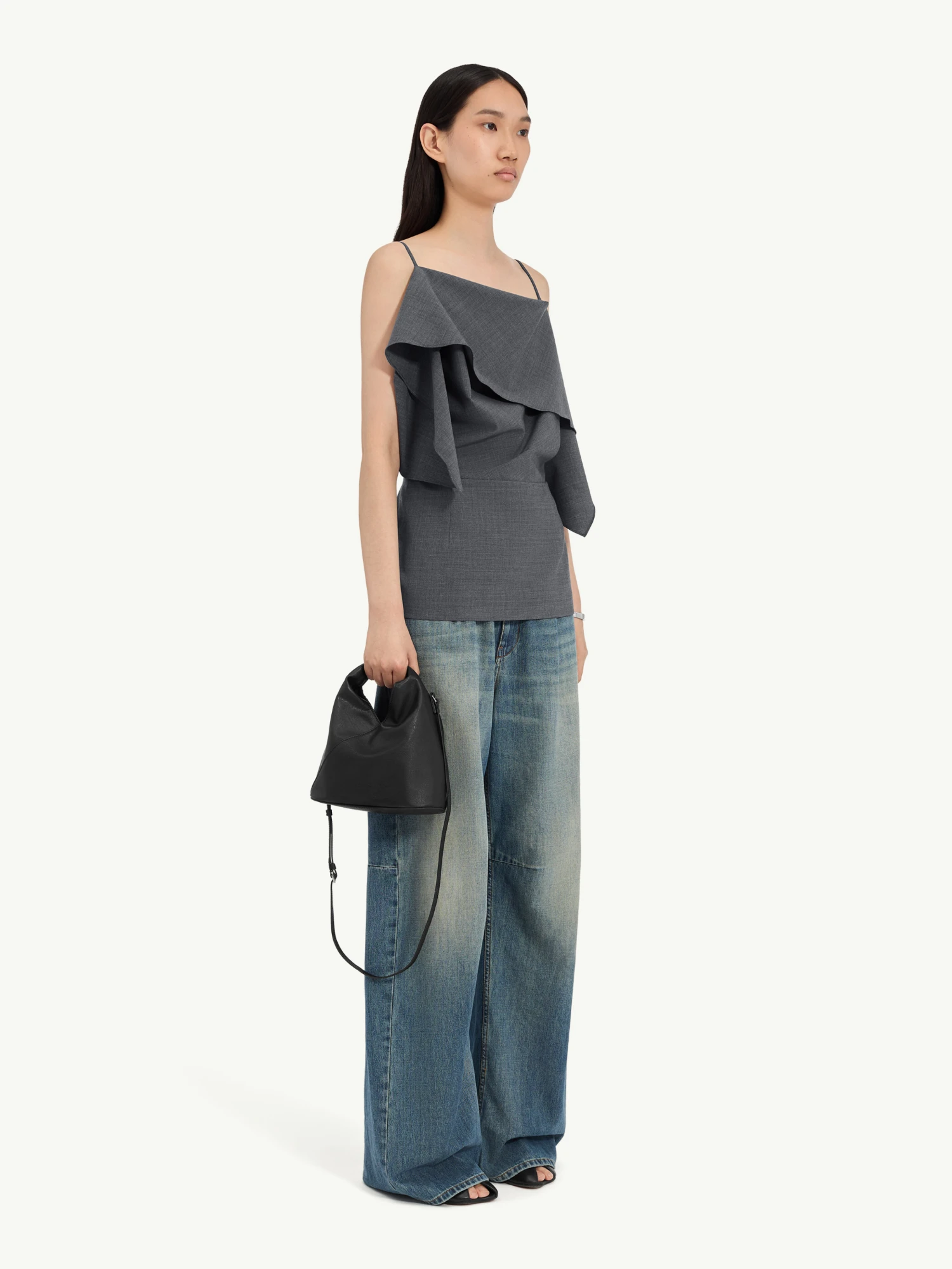 Женский топ MM6 Maison Margiela Folded Wool Blend Grey
