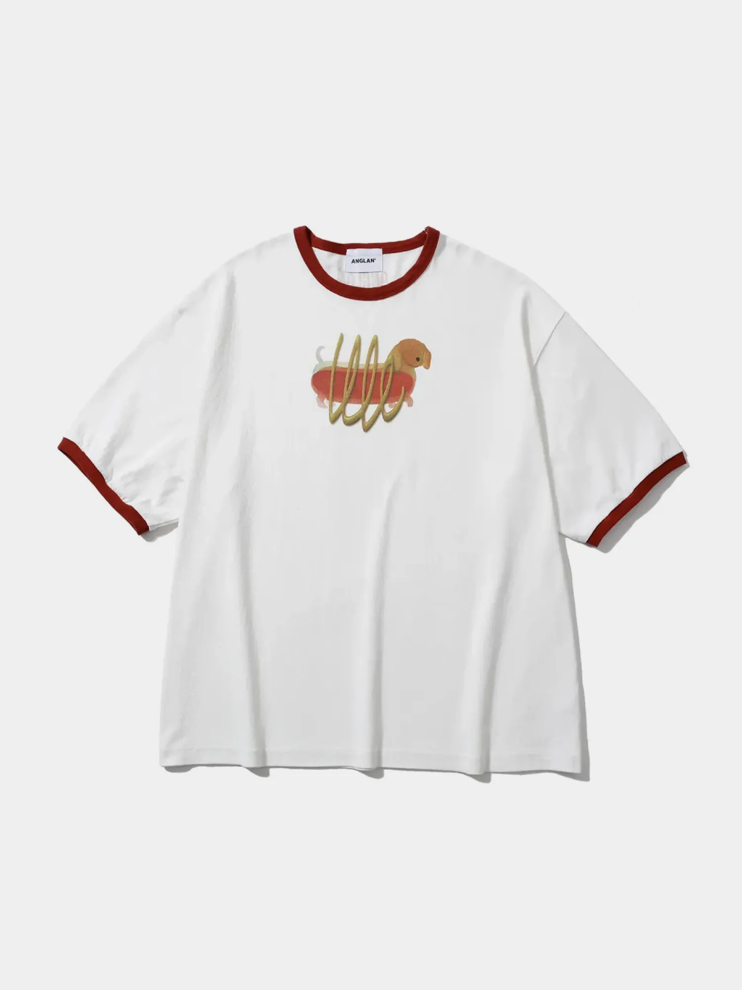 Футболка ANGLAN Hotdog Graphic Ringer Half Tee Red