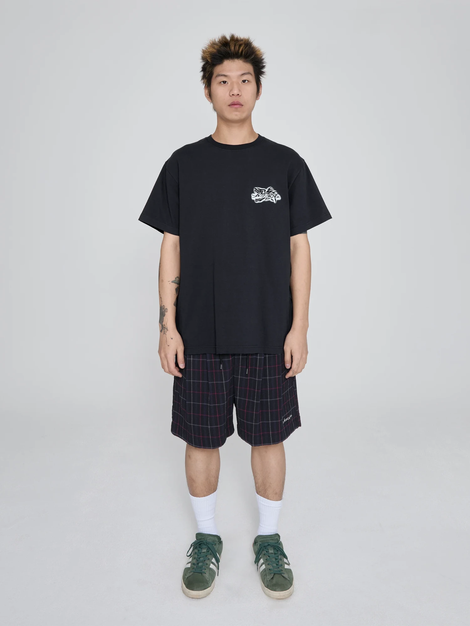 Шорты YESEYESEE Crinkled Fabric Check Black