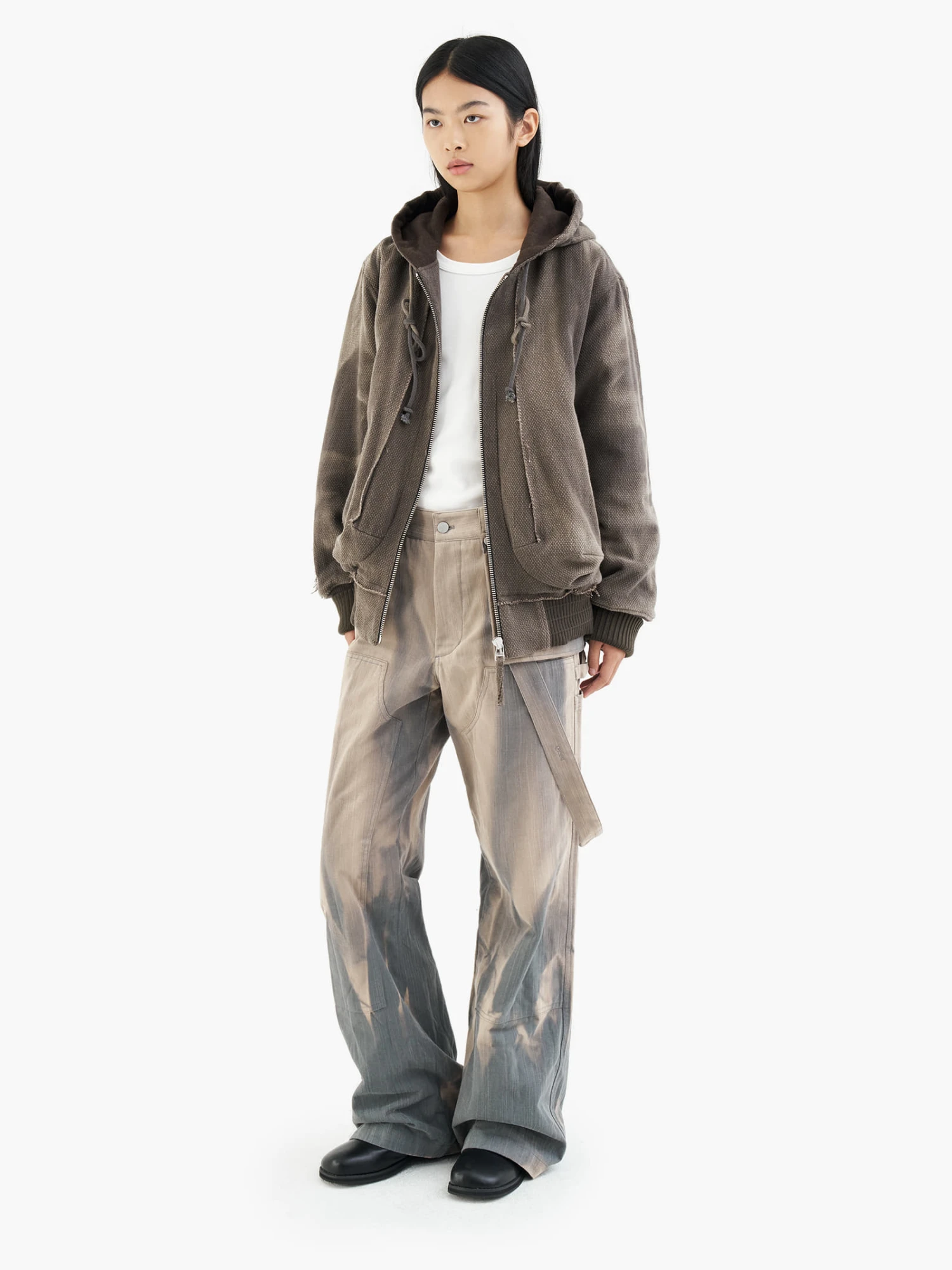 Бомбер JIYONGKIM Sun-Bleached Raw Edged Work Brown