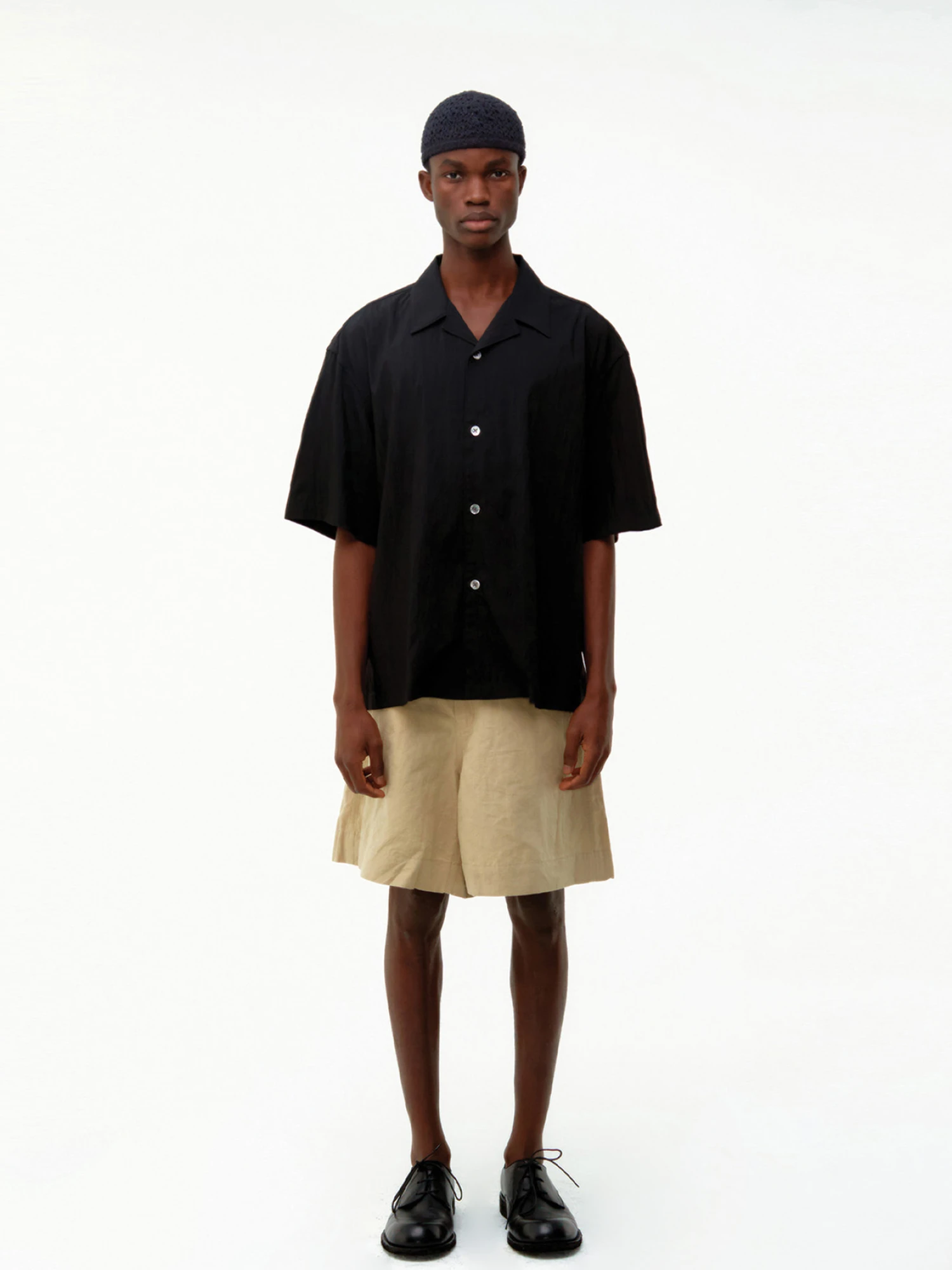 Рубашка COOR Natural Wrinkle Open Collar Black
