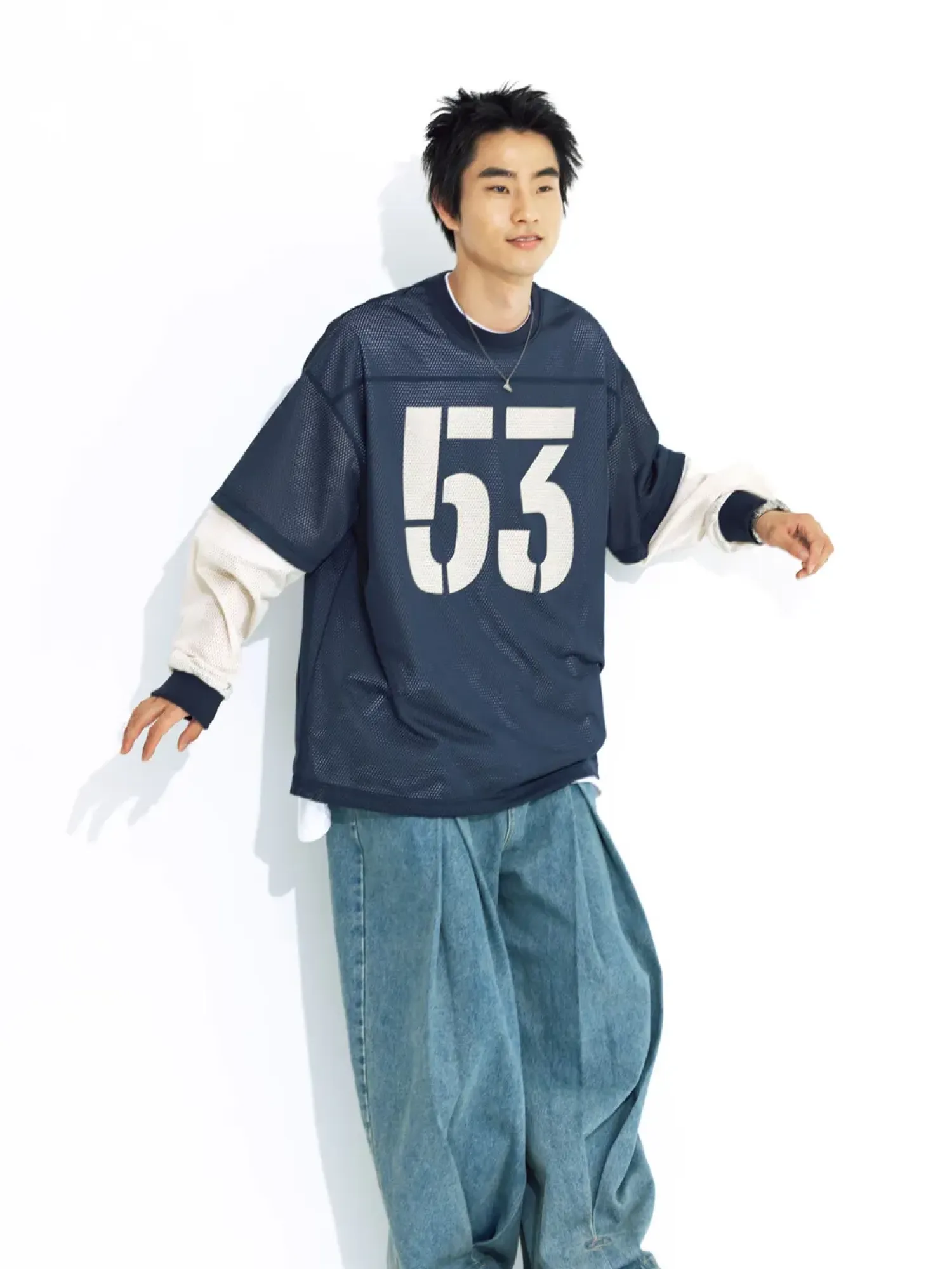 Лонгслив ANGLAN Mesh Layered Long Sleeve Blue
