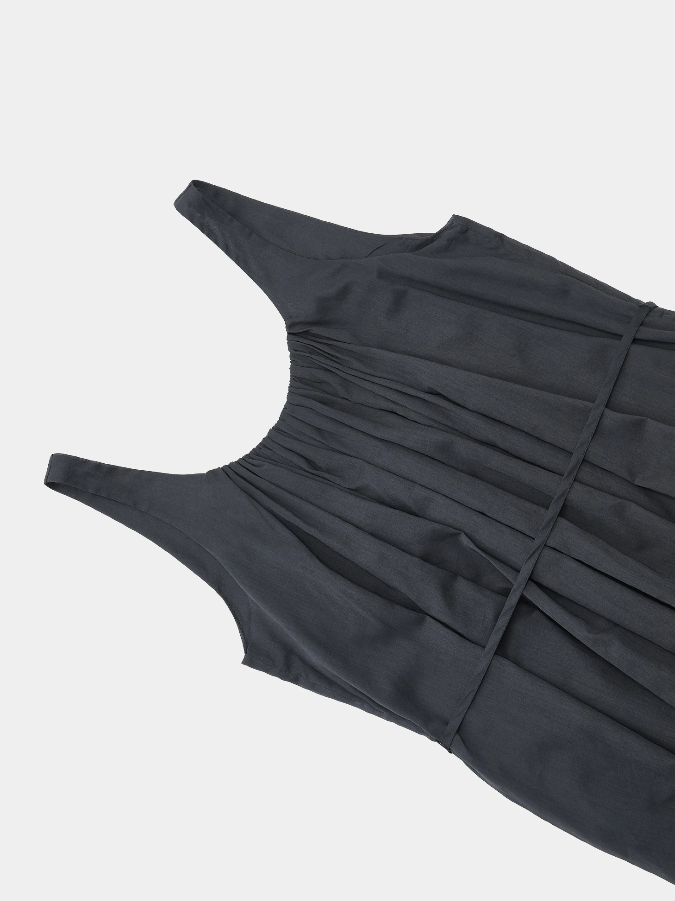 Женское платье AMOMENTO Neck Shirring Sheer Long Dress Navy