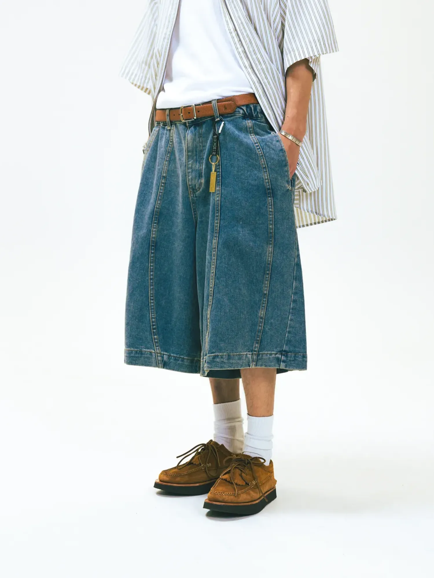 Шорты ANGLAN Balloon Iconic Denim Half Pants Washed Blue