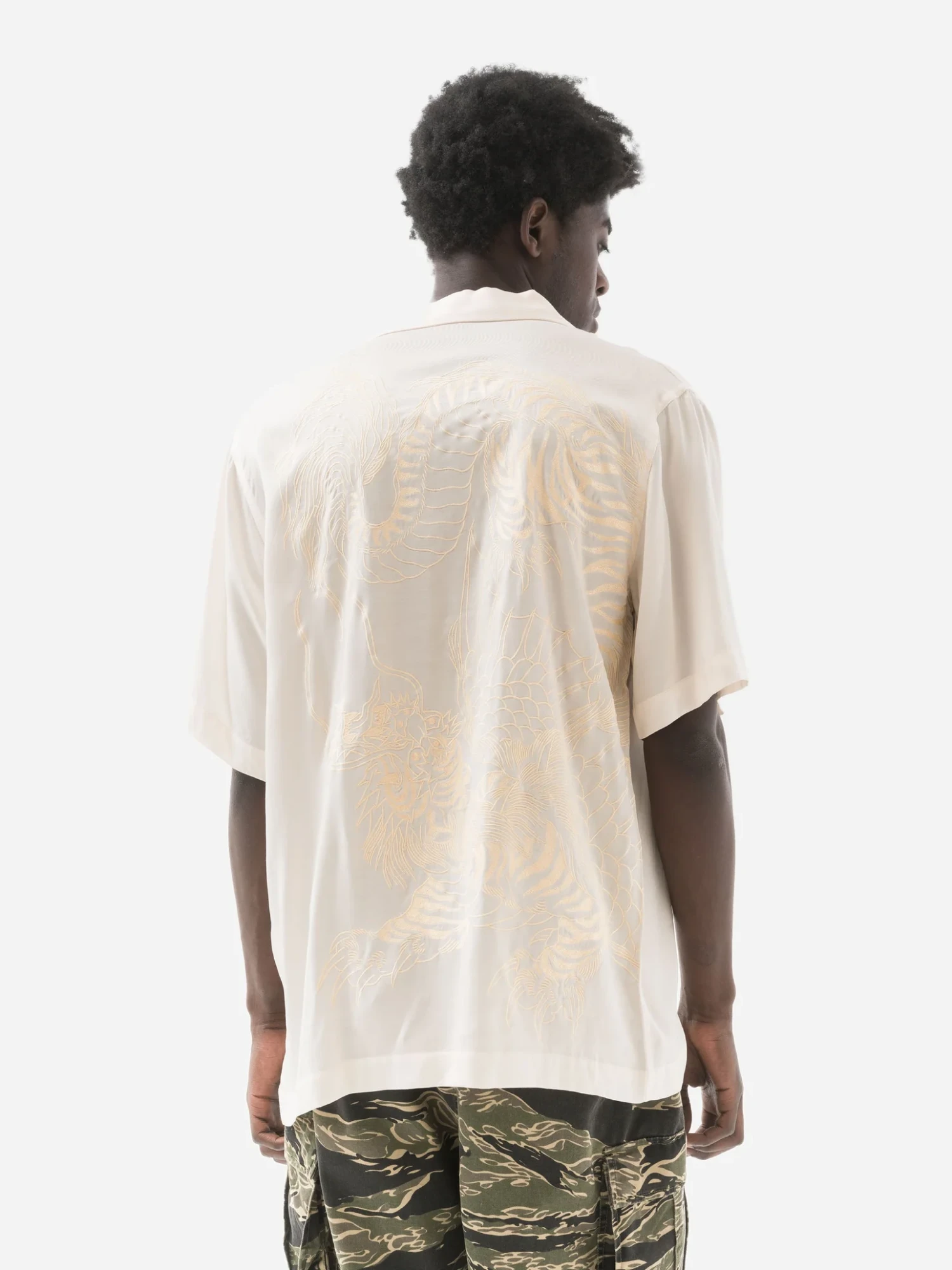 Рубашка MAHARISHI 6098 Tiger Dragon Camp Collar Ecru