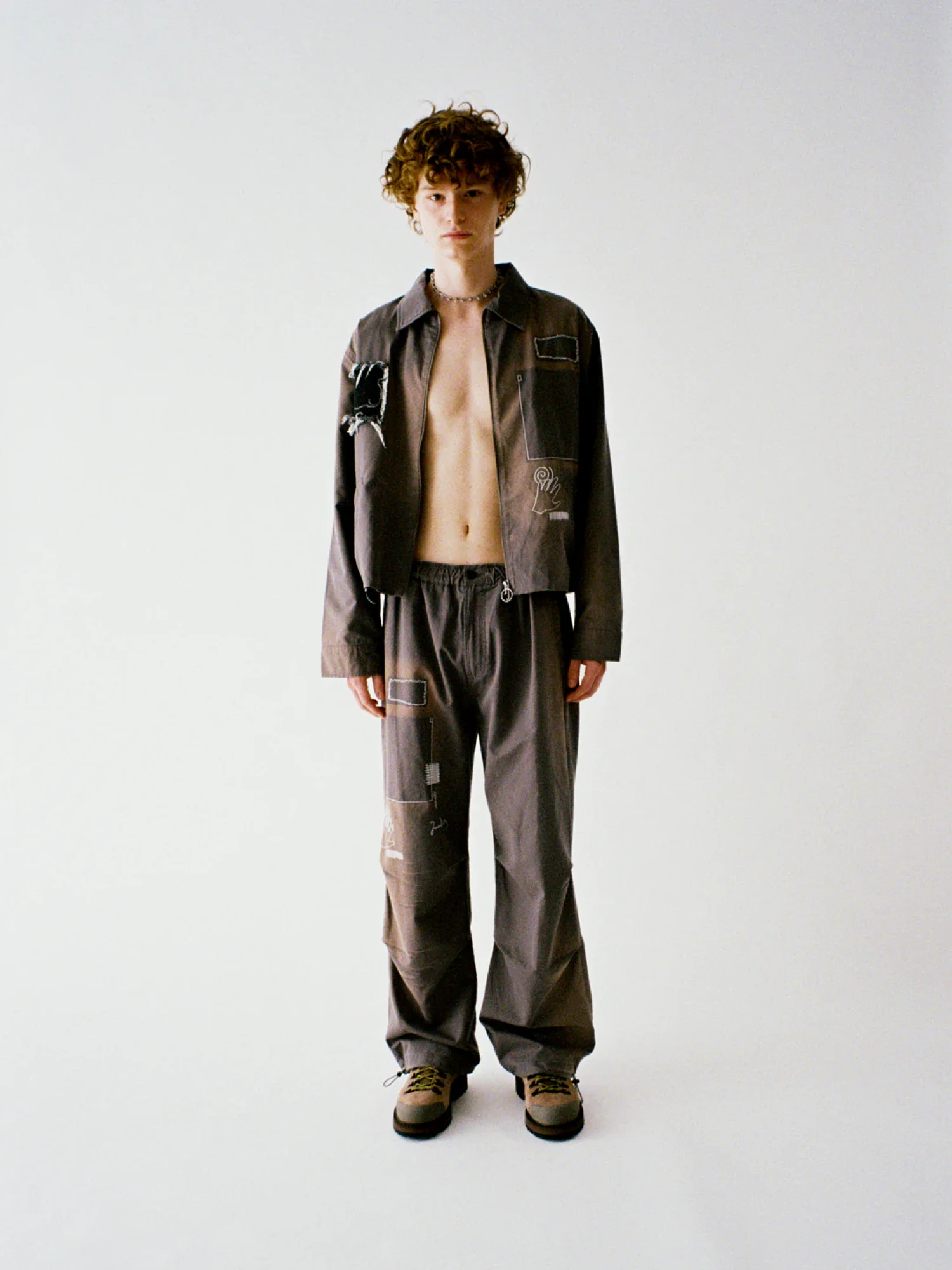 Брюки Jungles Jungles Repaired Butt Zip Pant Grey