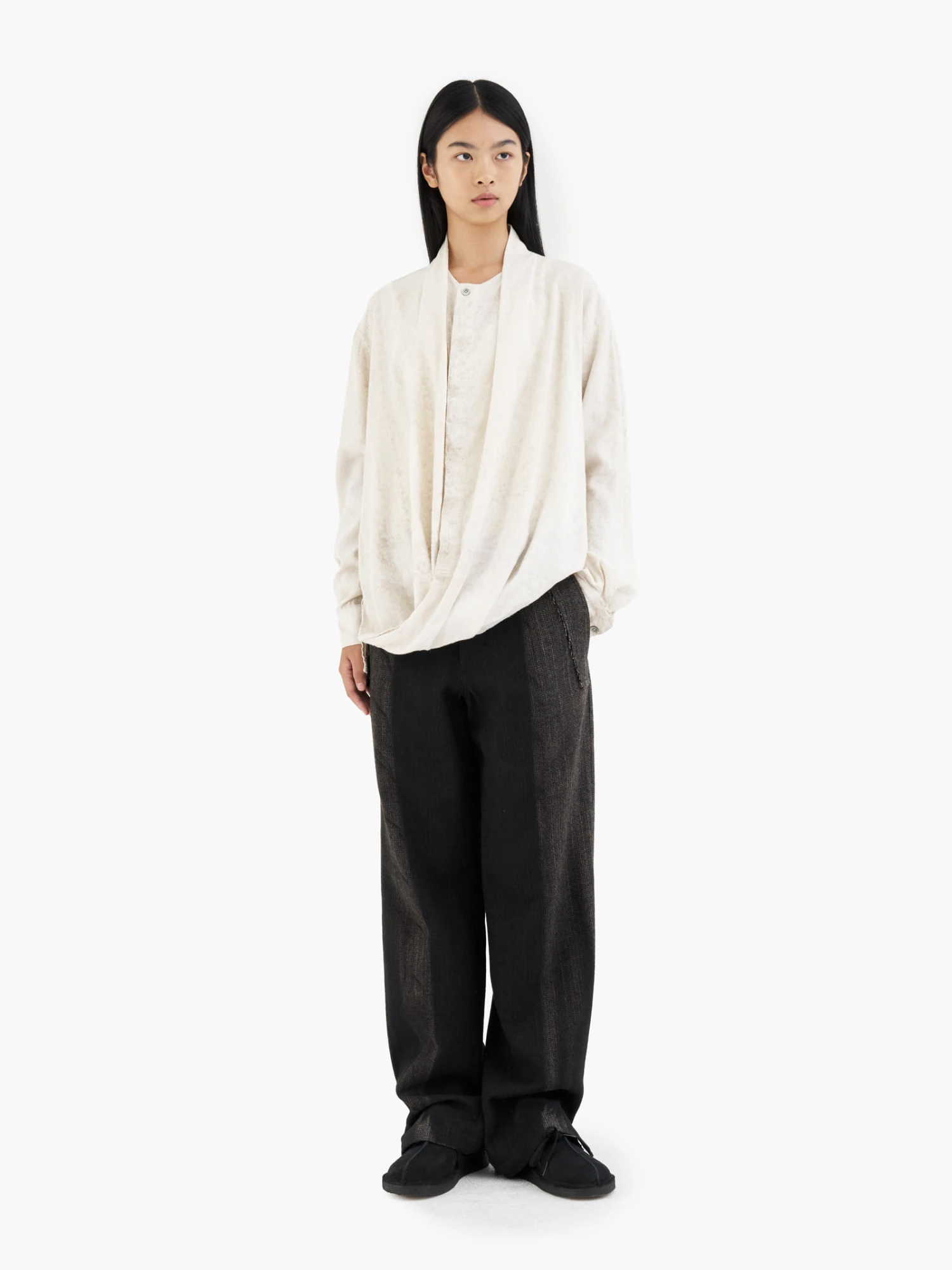 Брюки JIYONGKIM Sun-Bleached Raw Edged Straight Black