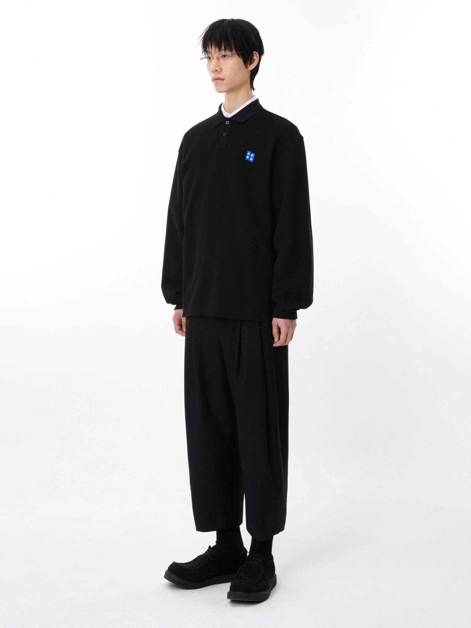 Поло ADERERROR Sig; BL Tag 04 Black