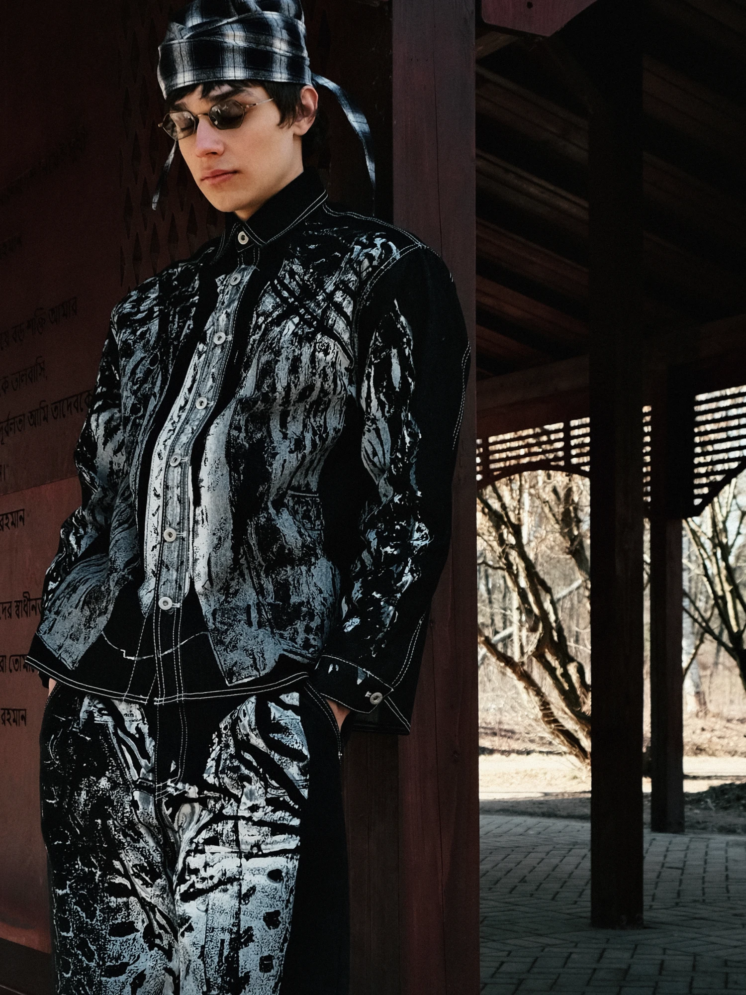 Джинсы JUNTAE KIM Printed Trompe L'oeil Trousers Black